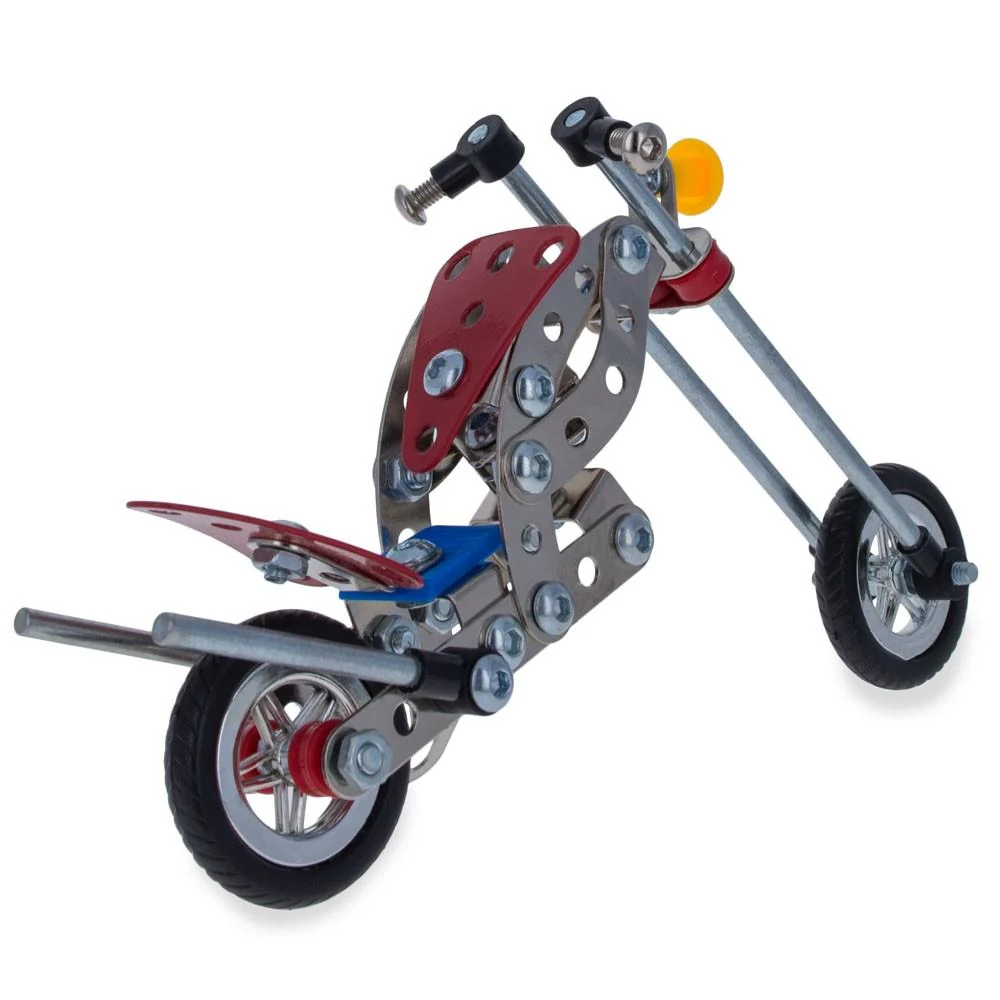 Metal Motorcycle Model Kit Buildable Chopper Toy with Bolts & Tools DIY  (105 Pieces) 7.5 Inches - Image 2