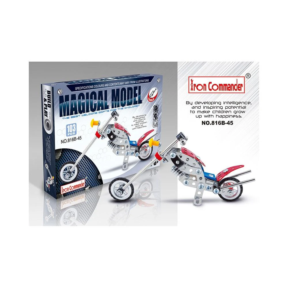 Metal Motorcycle Model Kit Buildable Chopper Toy with Bolts & Tools DIY  (105 Pieces) 7.5 Inches - Image 4