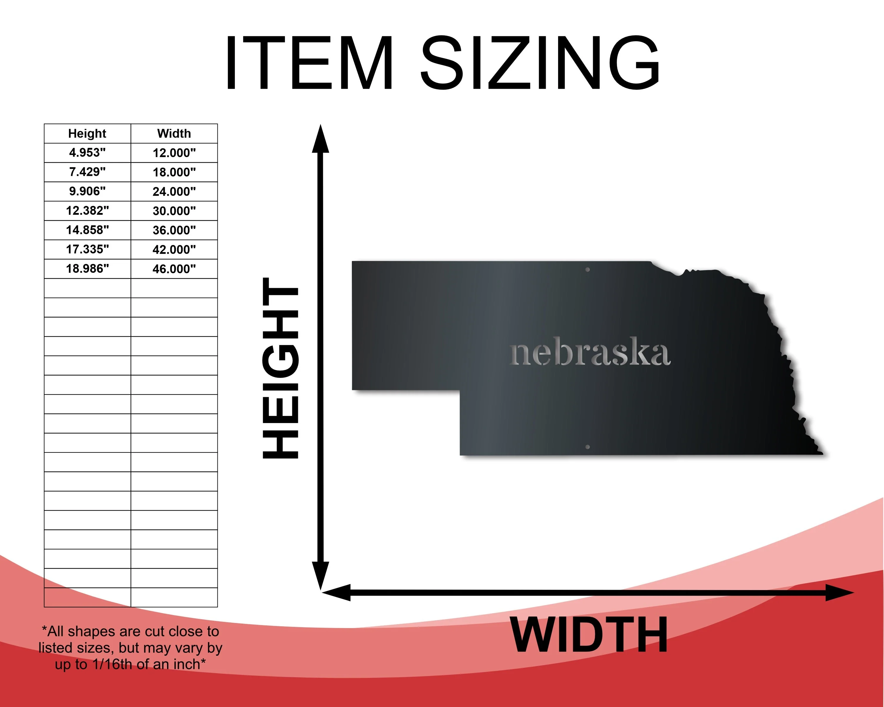 Metal Nebraska Wall Art - Custom Metal US State Sign - 14 Color Options - Image 2