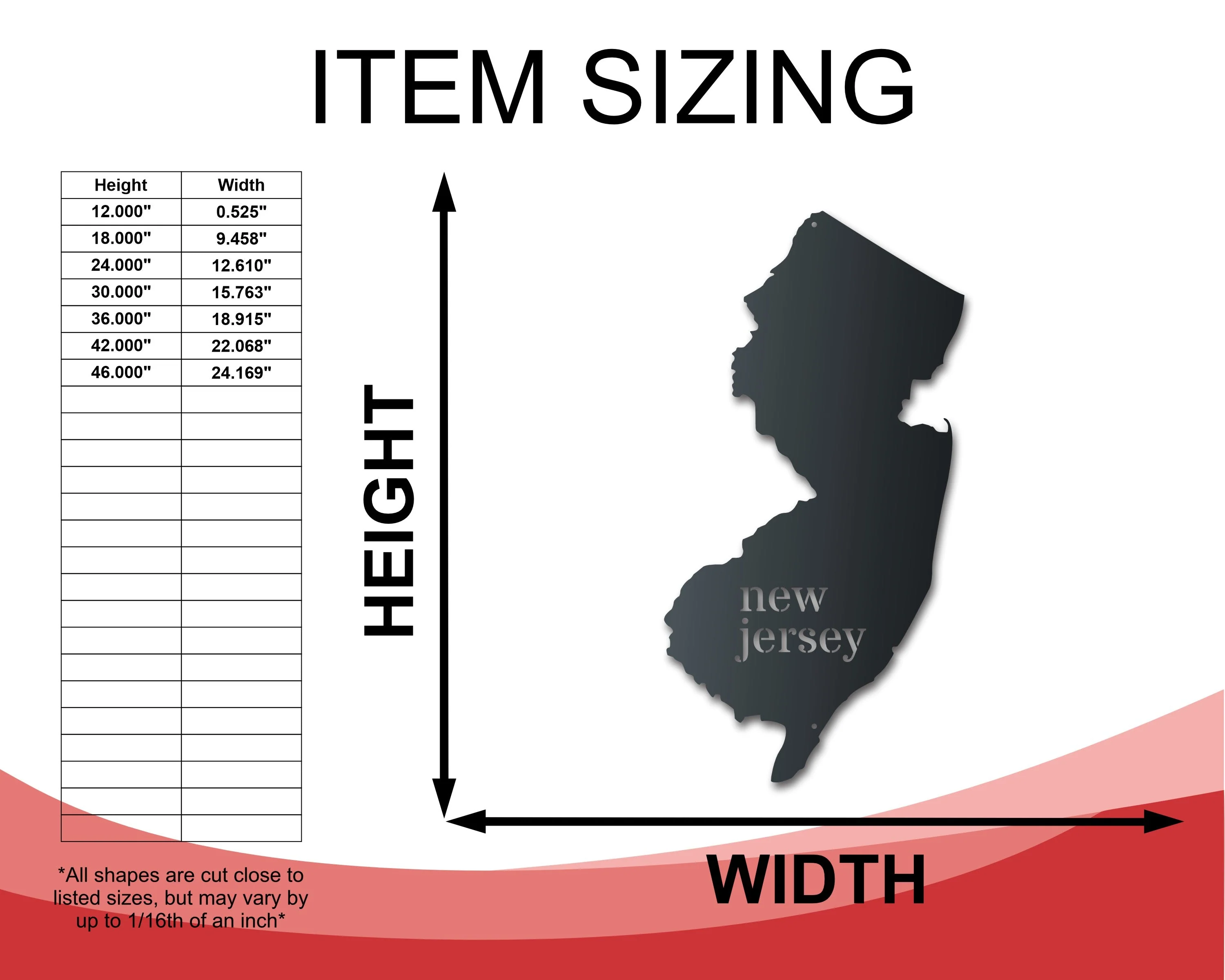 Metal New Jersey Wall Art - Custom Metal US State Sign - 14 Color Options - Image 2
