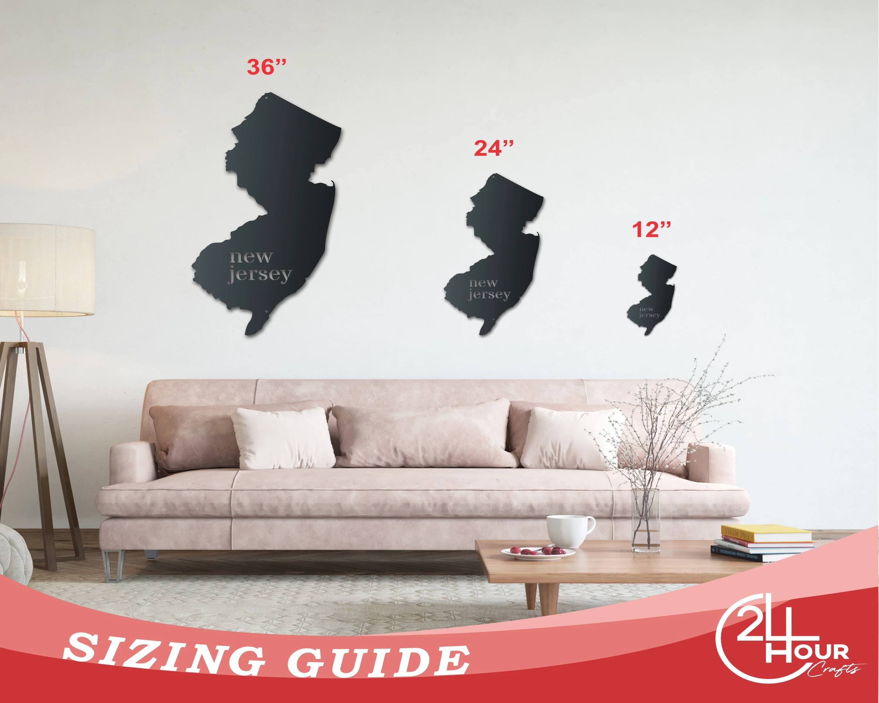Metal New Jersey Wall Art - Custom Metal US State Sign - 14 Color Options - Image 3