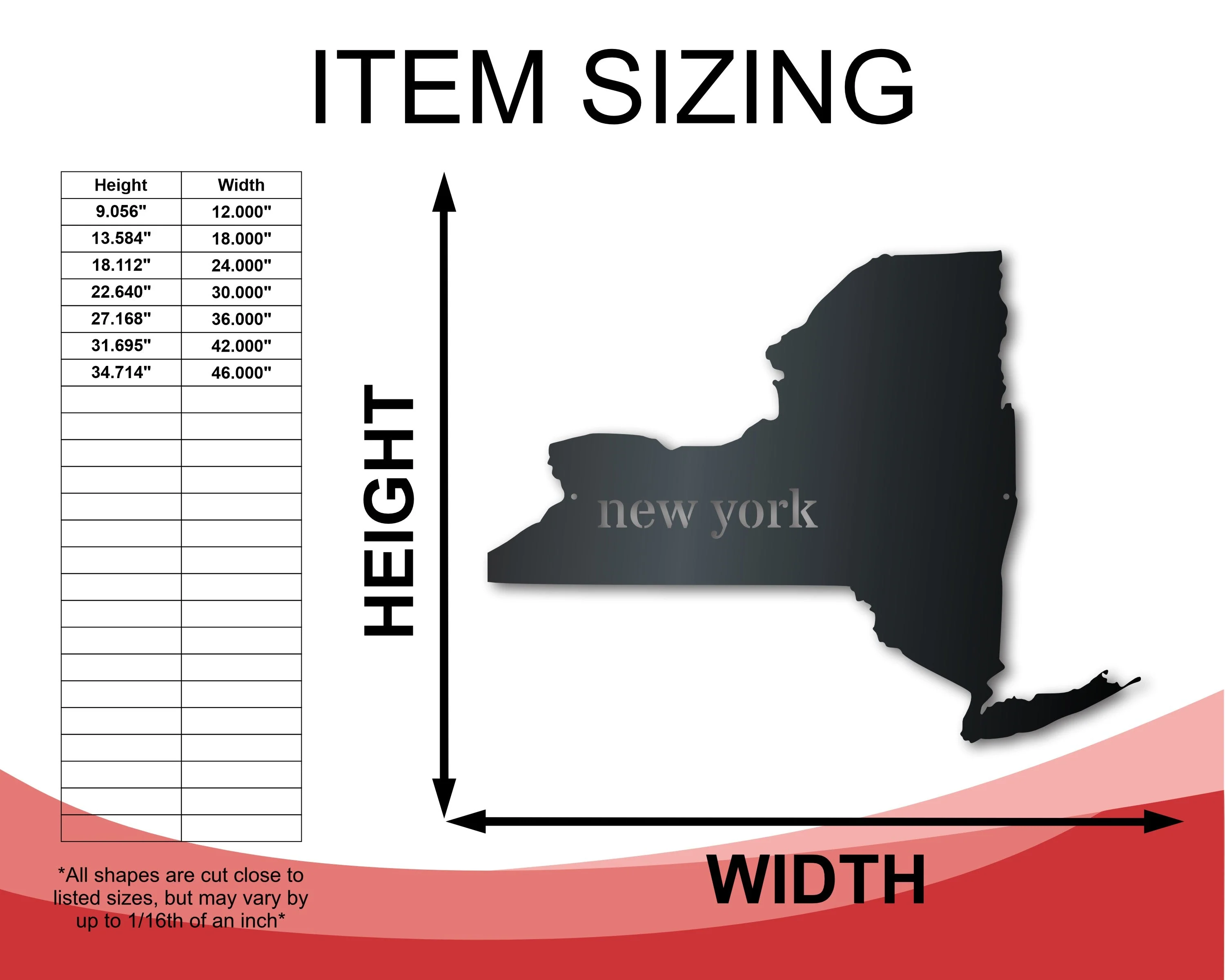 Metal New York Wall Art - Custom Metal US State Sign - 14 Color Options - Image 2