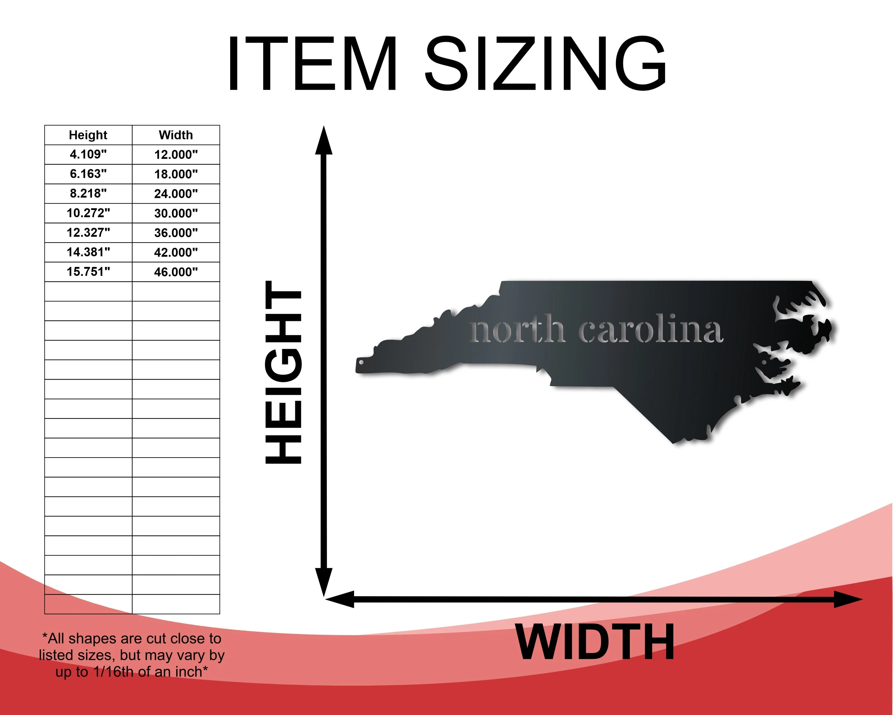 Metal North Carolina Wall Art - Custom Metal US State Sign - 14 Color Options - Image 2