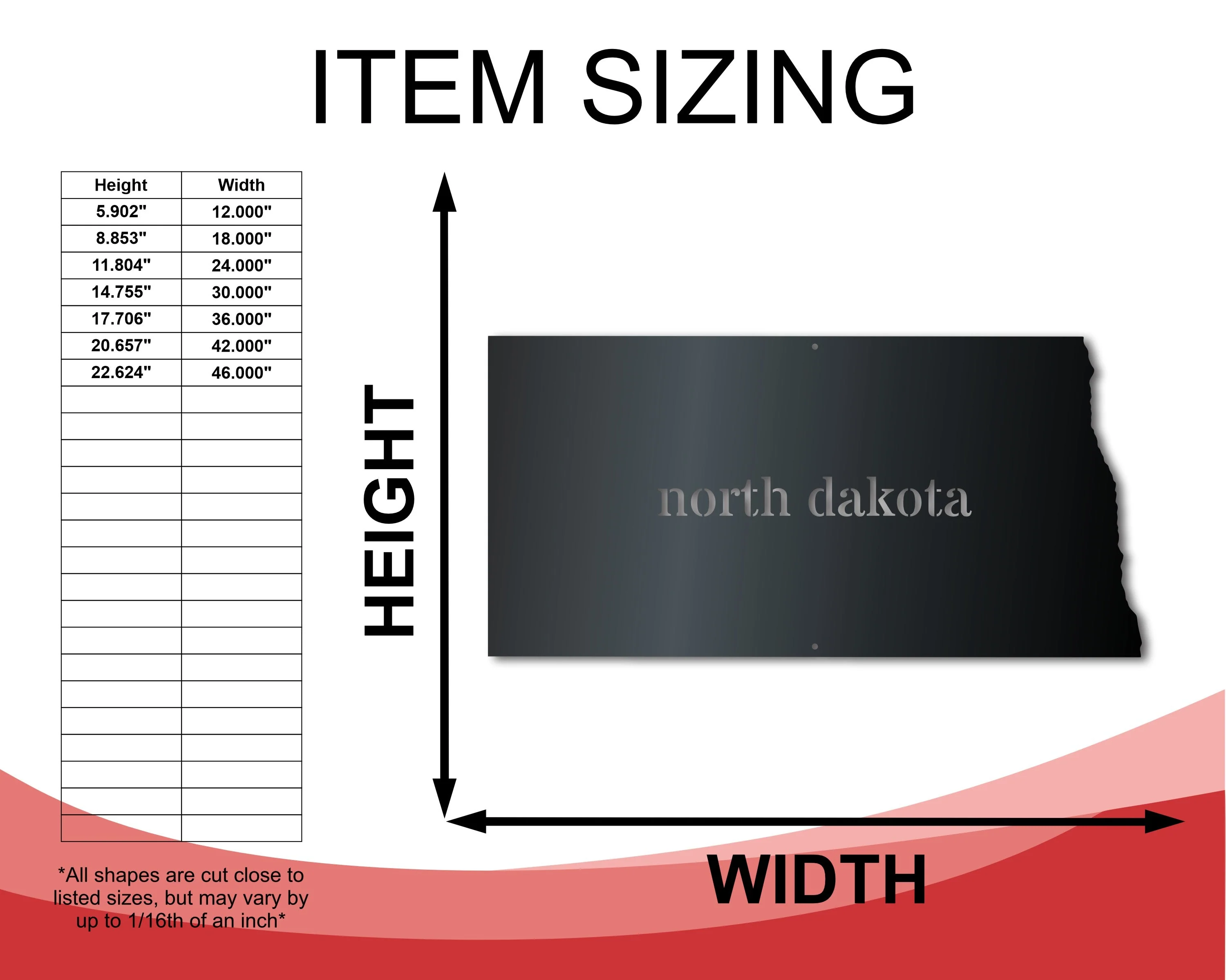 Metal North Dakota Wall Art - Custom Metal US State Sign - 14 Color Options - Image 2