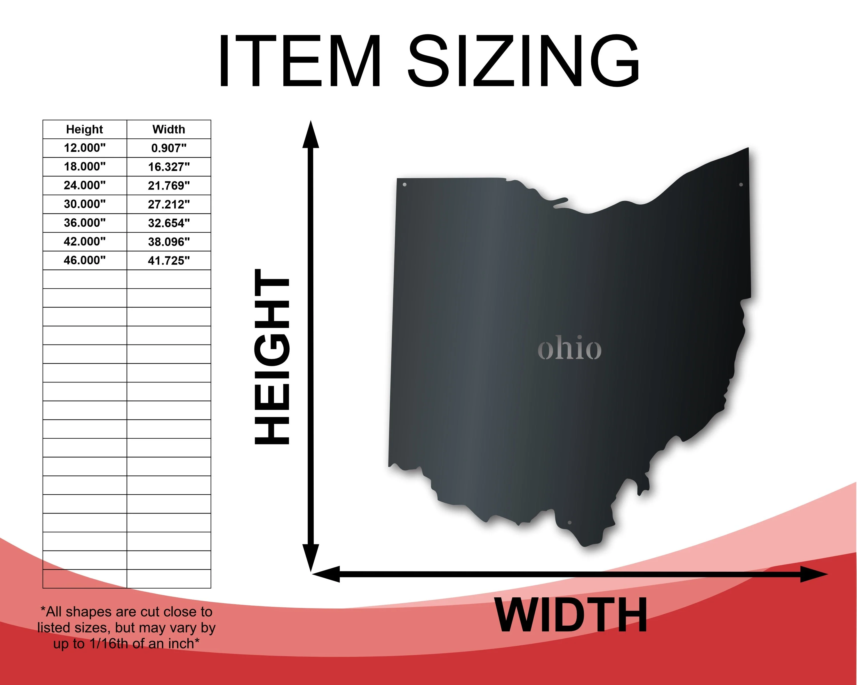 Metal Ohio Wall Art - Custom Metal US State Sign - 14 Color Options - Image 2