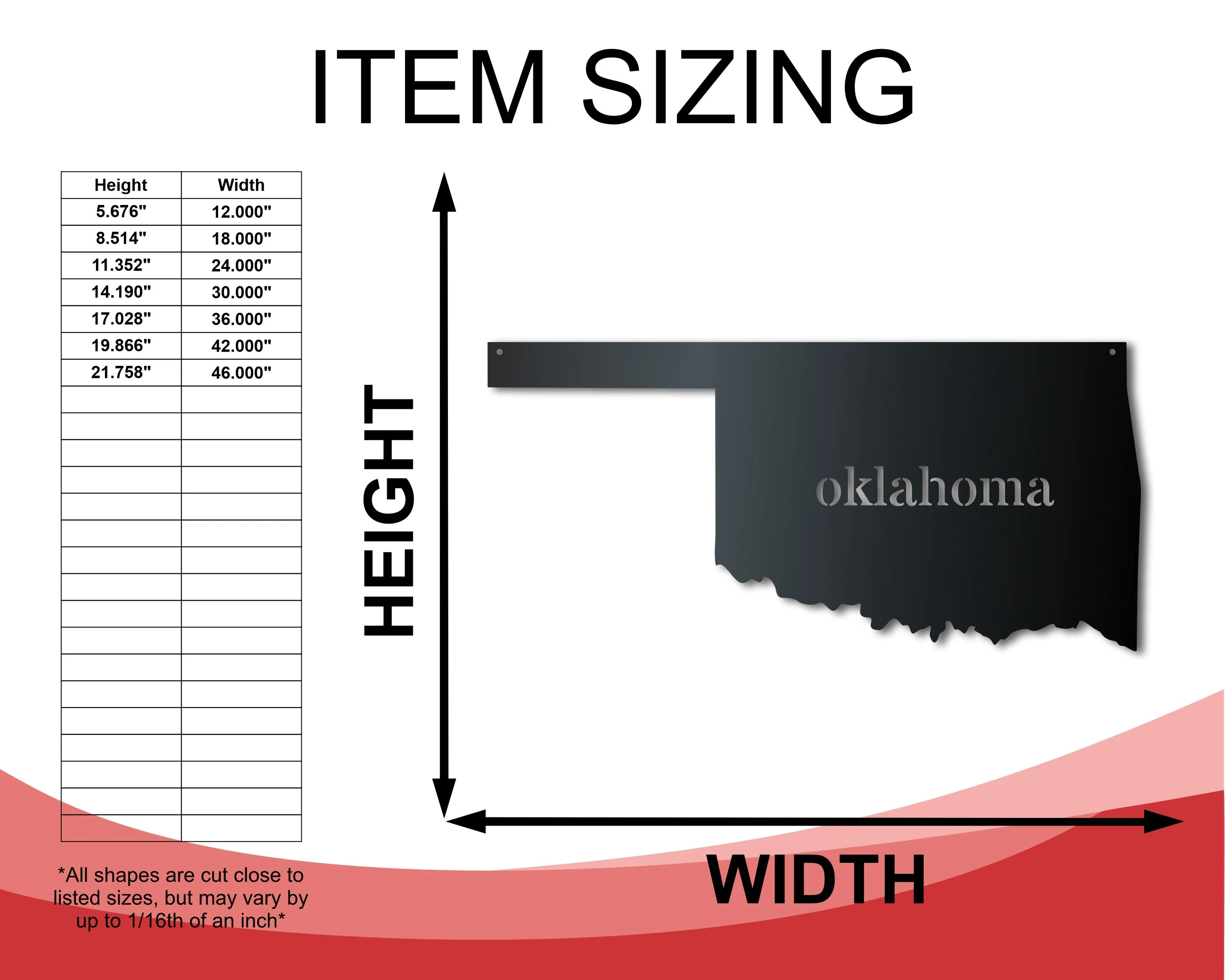 Metal Oklahoma Wall Art - Custom Metal US State Sign - 14 Color Options - Image 2