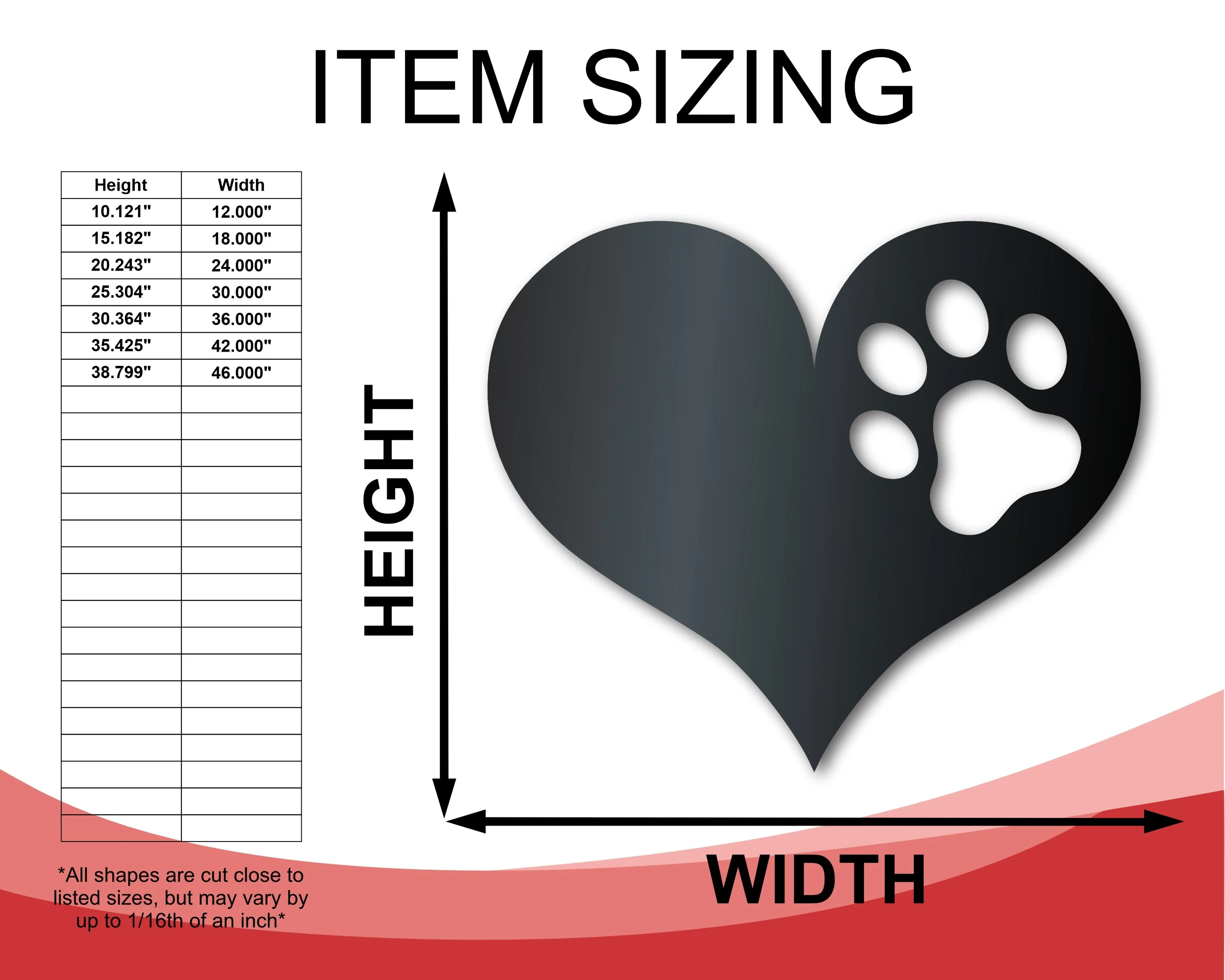 Metal Pawprint Heart Wall Art - Metal Sign - 14 Color Options - Image 2