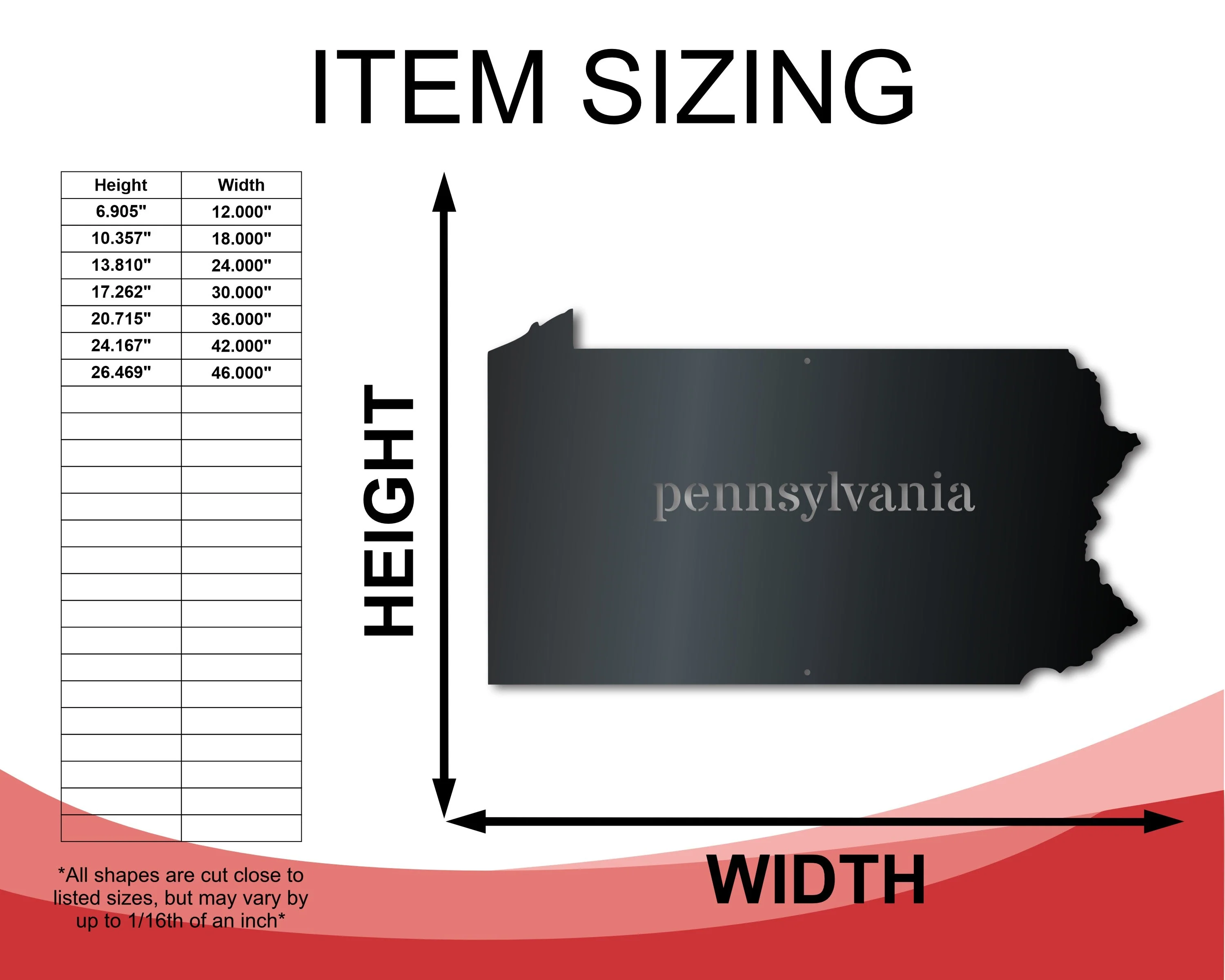 Metal Pennsylvania Wall Art - Custom Metal US State Sign - 14 Color Options - Image 2