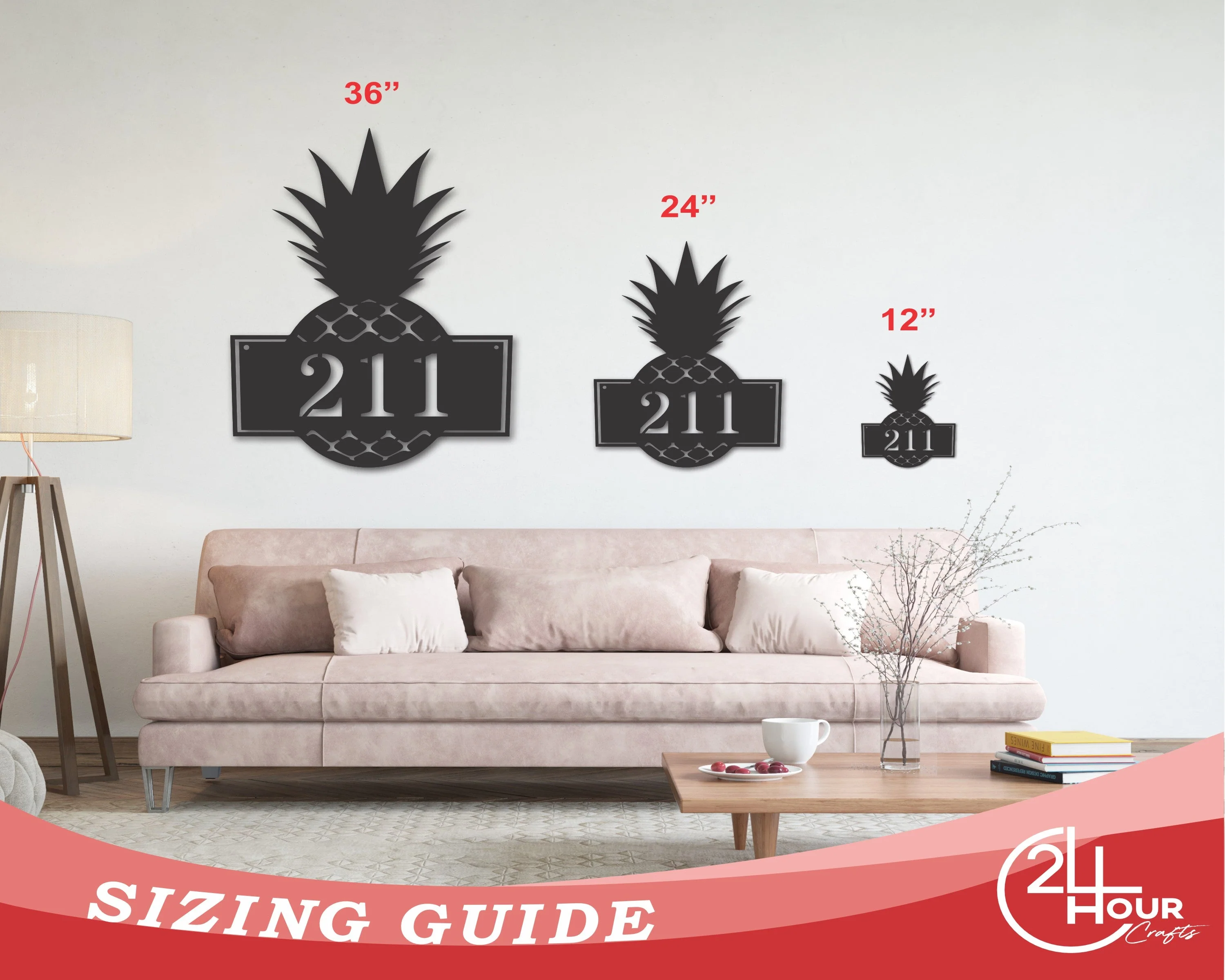 Metal Pineapple House Numbers Wall Art - Image 2