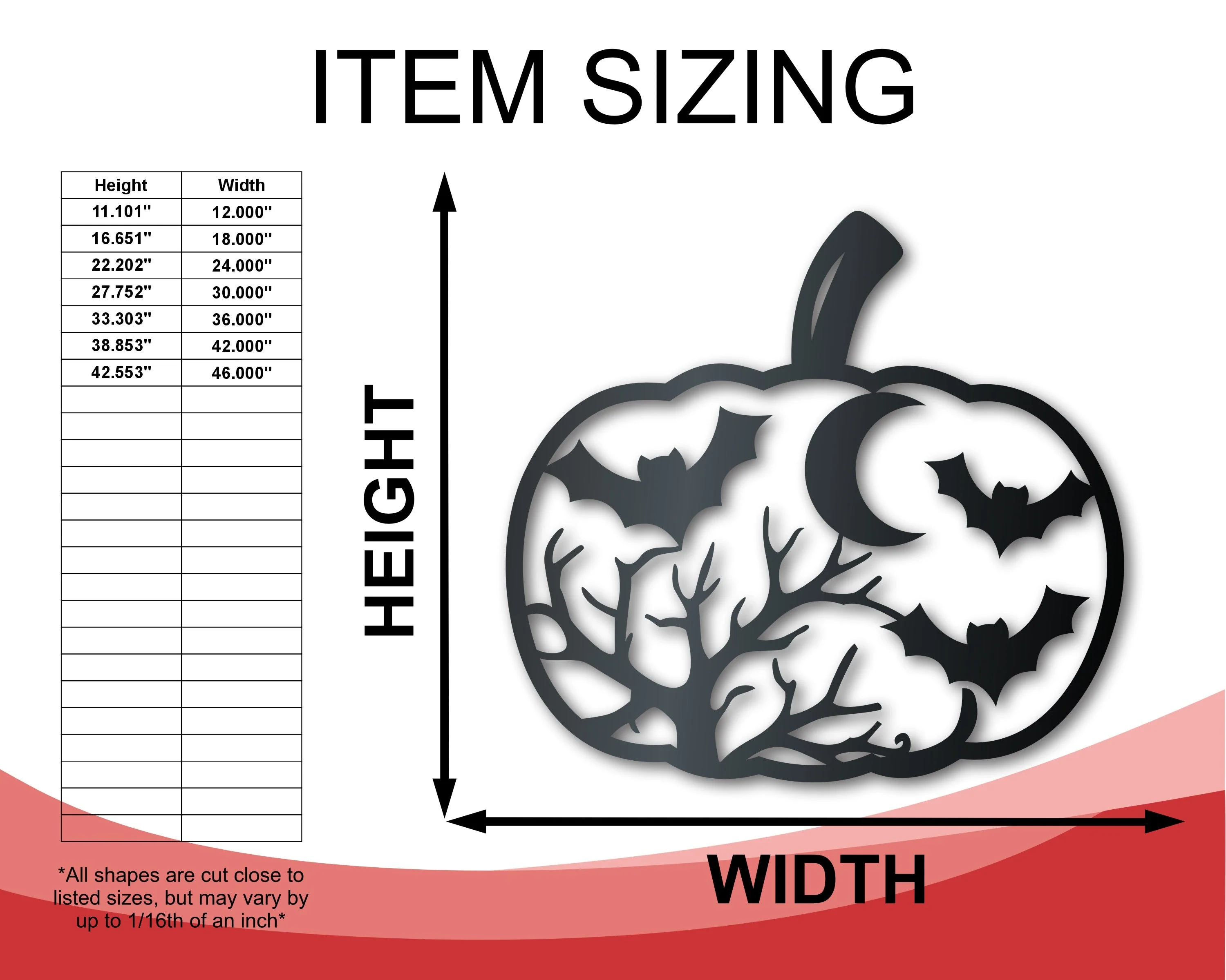 Metal Pumpkin Bats Wall Art | Halloween | Indoor Outdoor | Up to 36" | Over 20 Color Options - Image 2