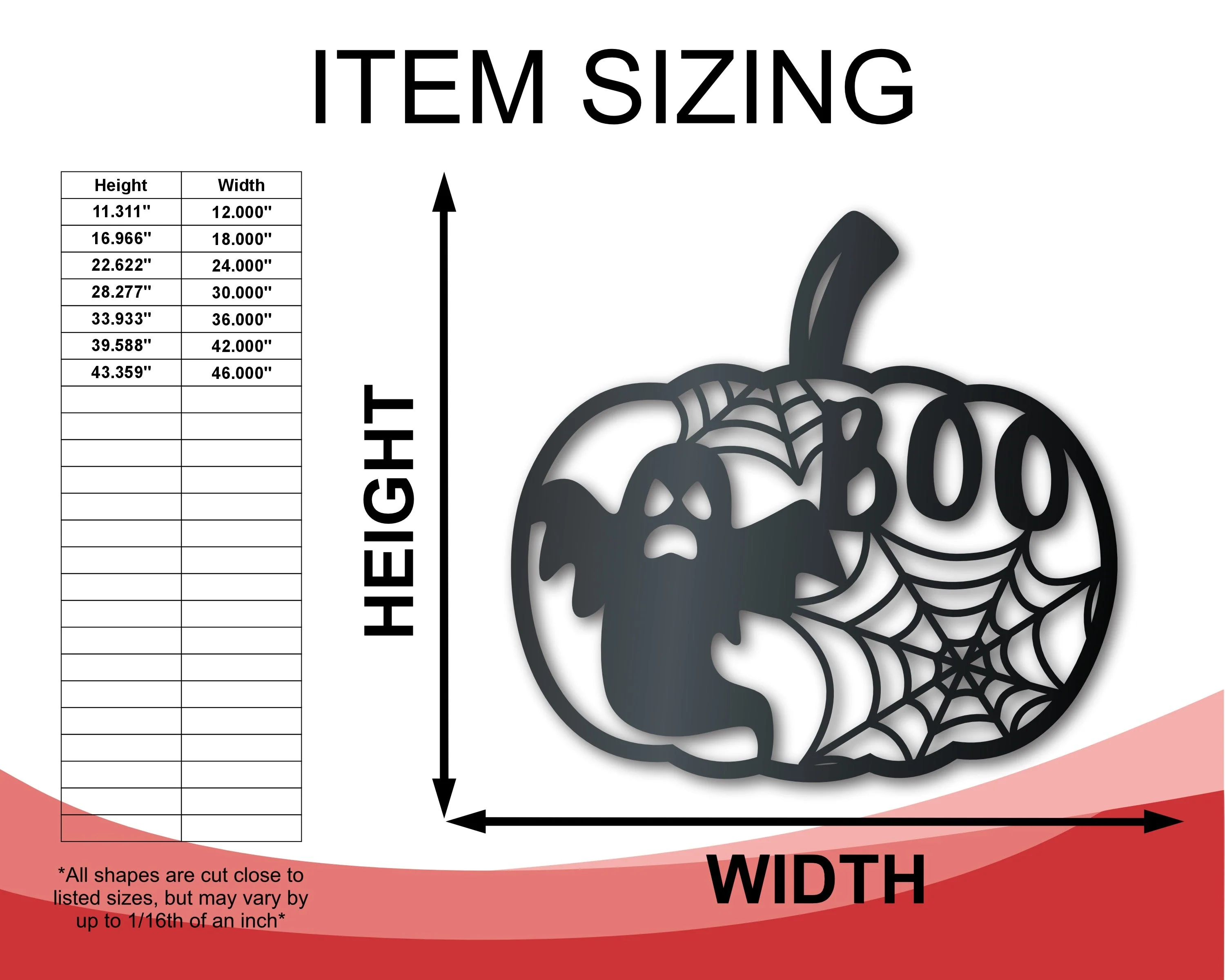 Metal Pumpkin BOO Wall Art | Halloween | Indoor Outdoor | Up to 36" | Over 20 Color Options - Image 2