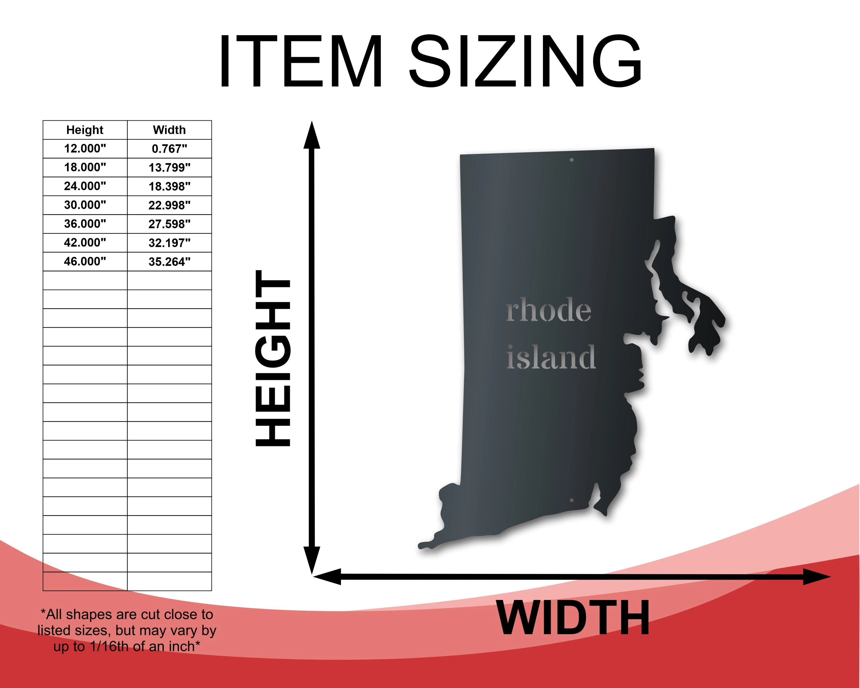 Metal Rhode Island Wall Art - Custom Metal US State Sign - 14 Color Options - Image 2