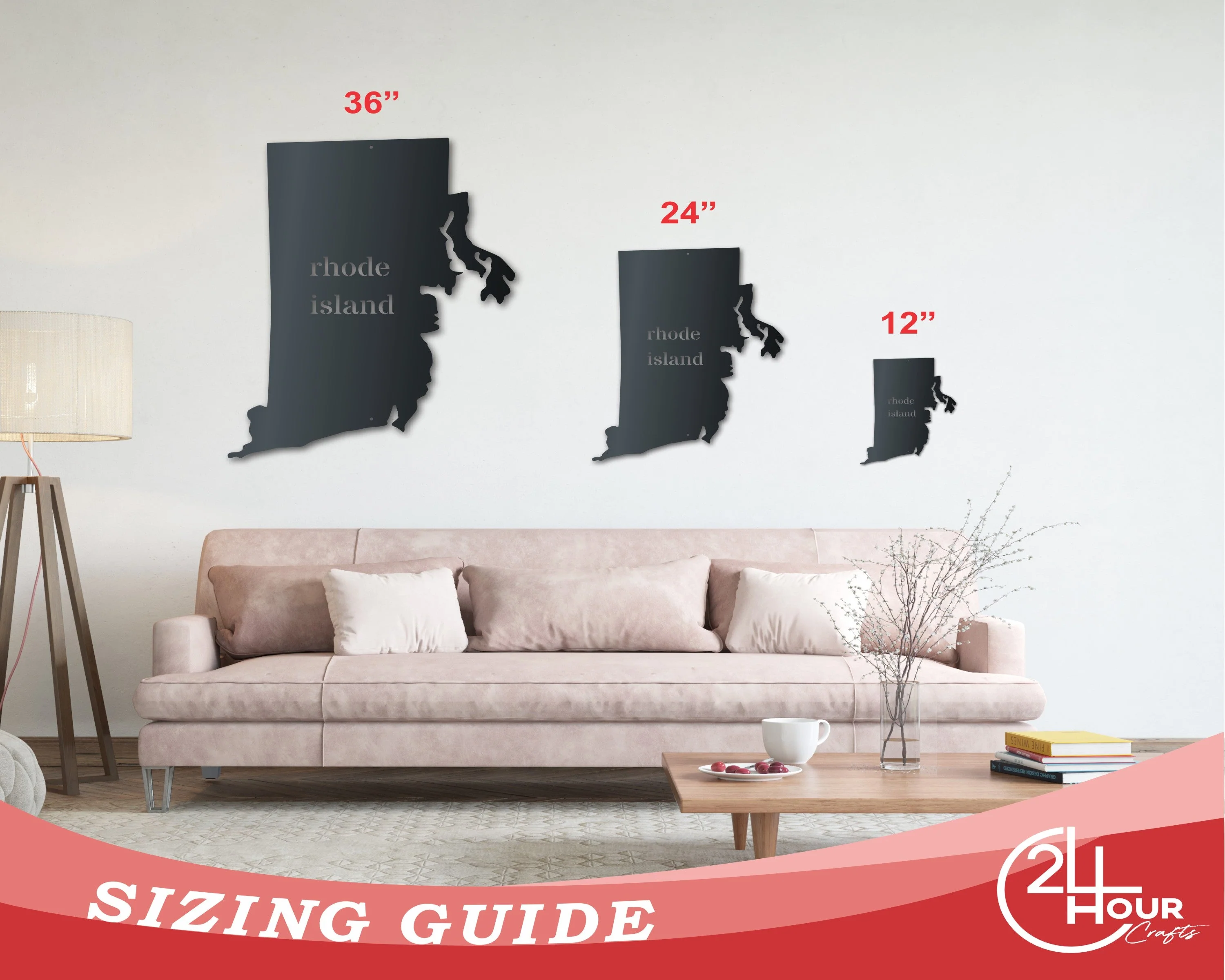 Metal Rhode Island Wall Art - Custom Metal US State Sign - 14 Color Options - Image 3