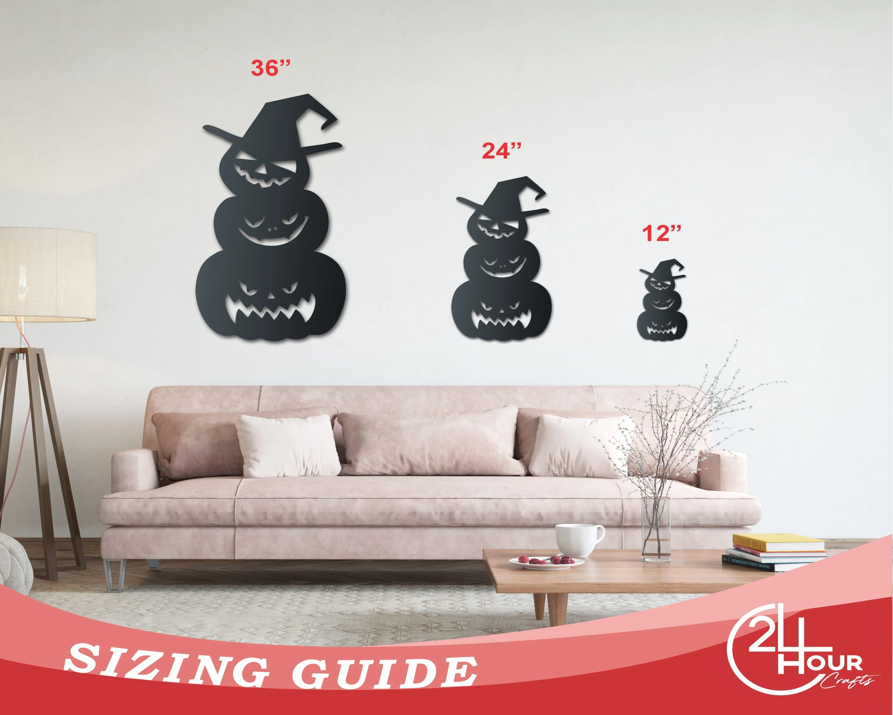Metal Scary Pumpkin Stack Wall Art | Halloween | Indoor Outdoor | Up to 36" | Over 20 Color Options - Image 3