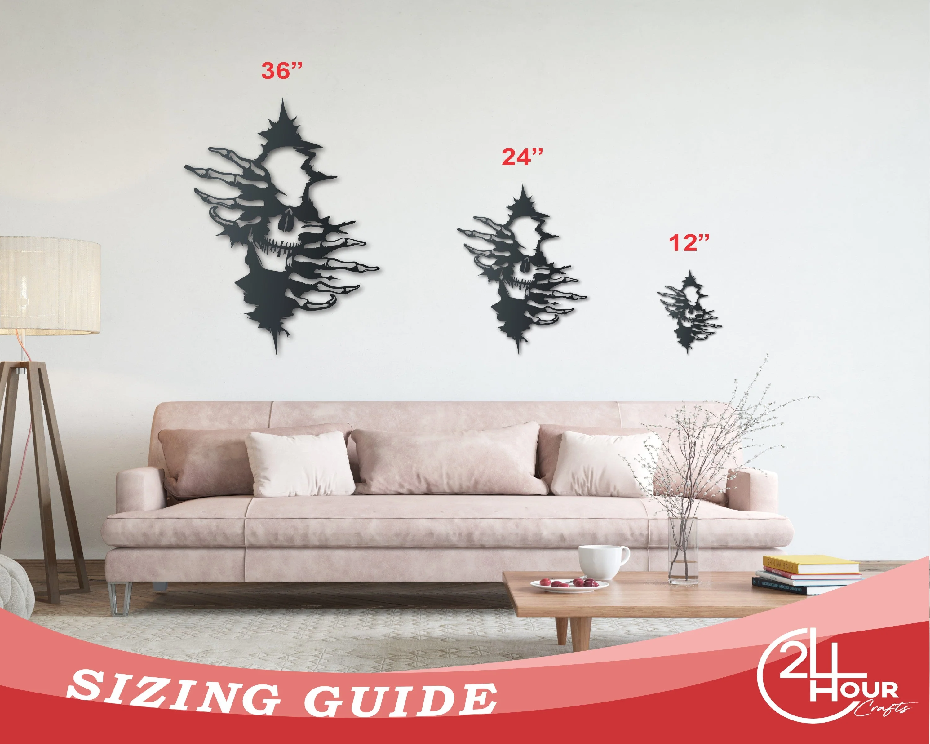 Metal Skull in the Wall Art | Halloween | Indoor Outdoor | Up to 36" | Over 20 Color Options - Image 3