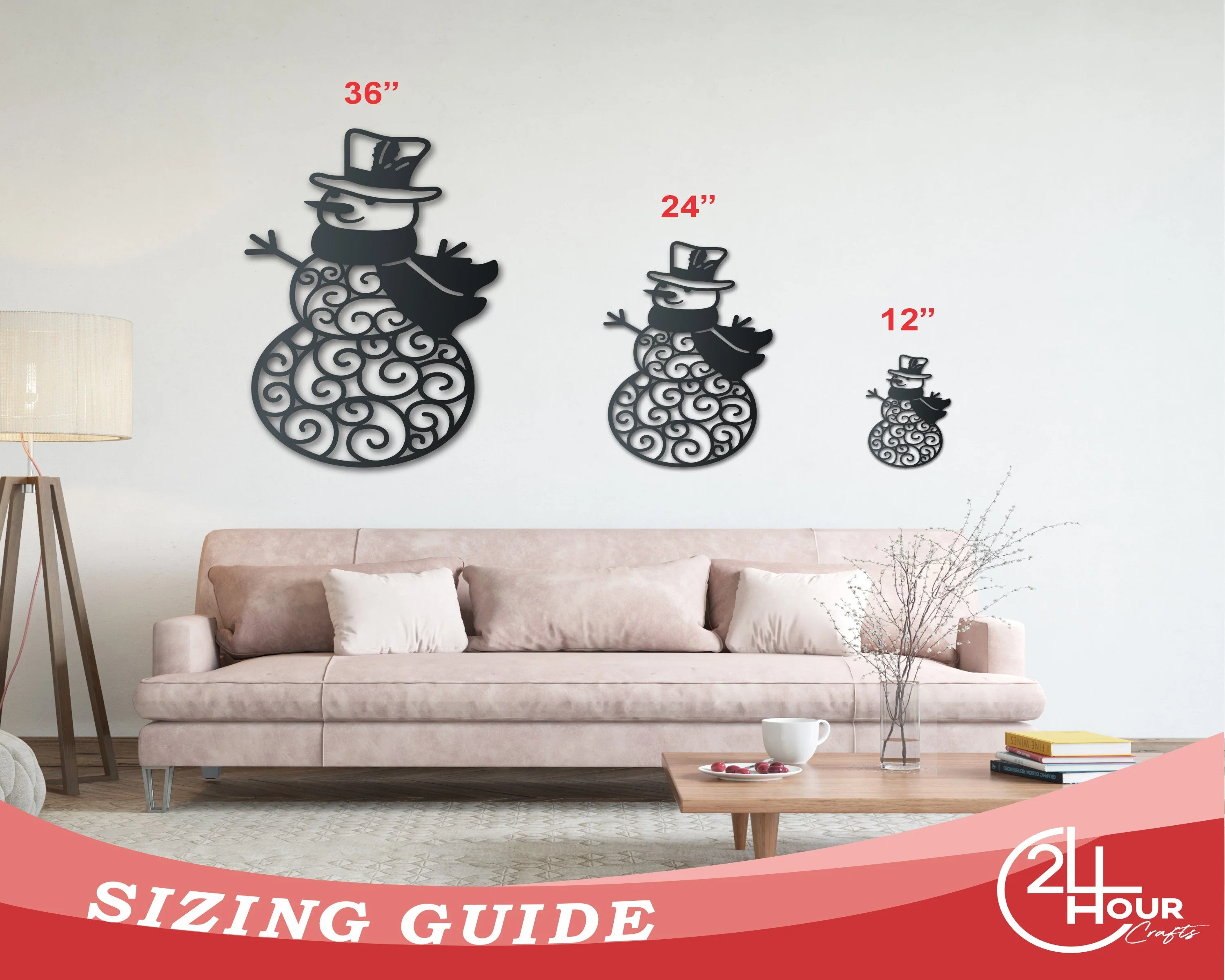 Metal Snowman Wall Art | Winter Holiday | Indoor Outdoor | Up to 36" | Over 20 Color Options - Image 3