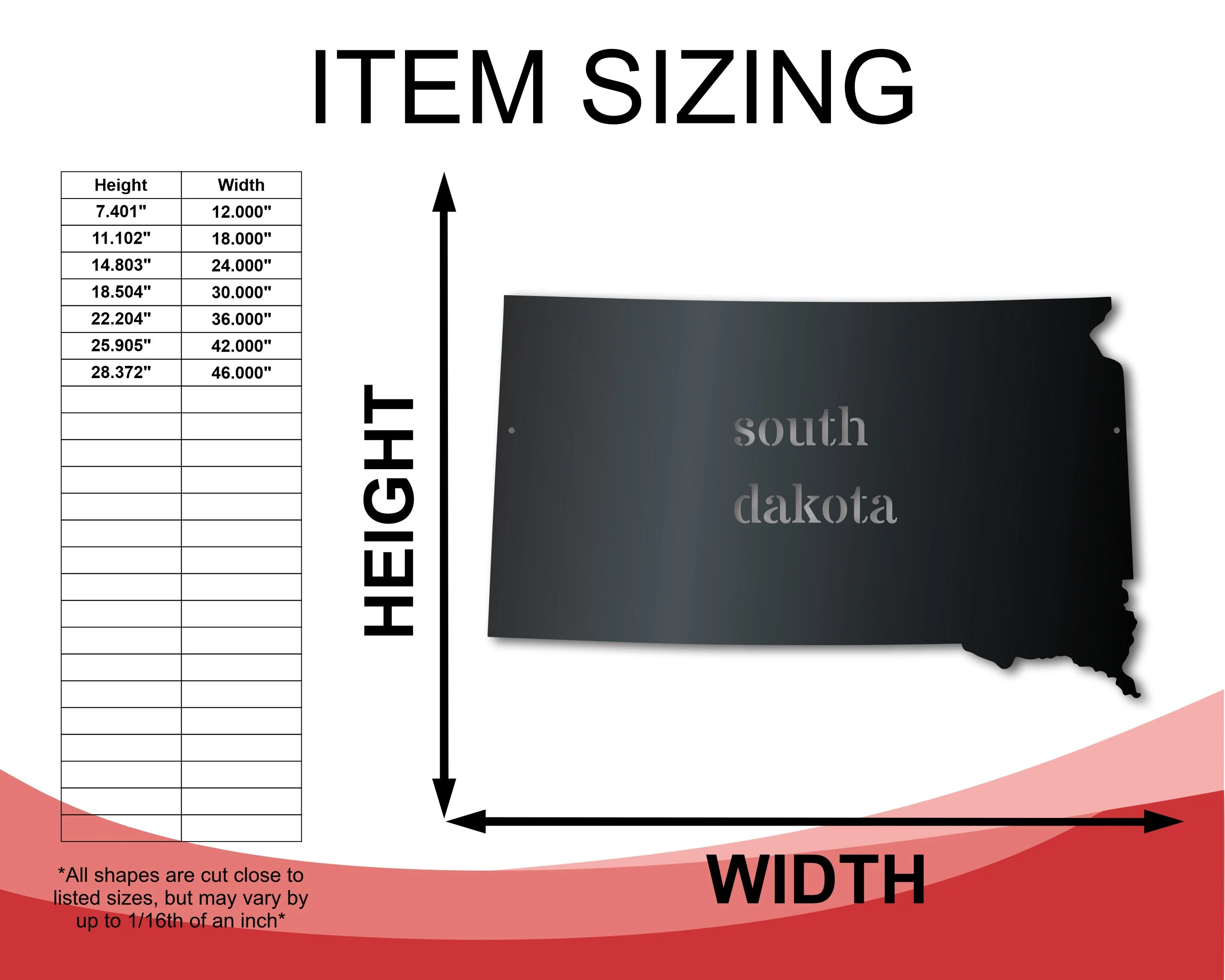 Metal South Dakota Wall Art - Custom Metal US State Sign - 14 Color Options - Image 2