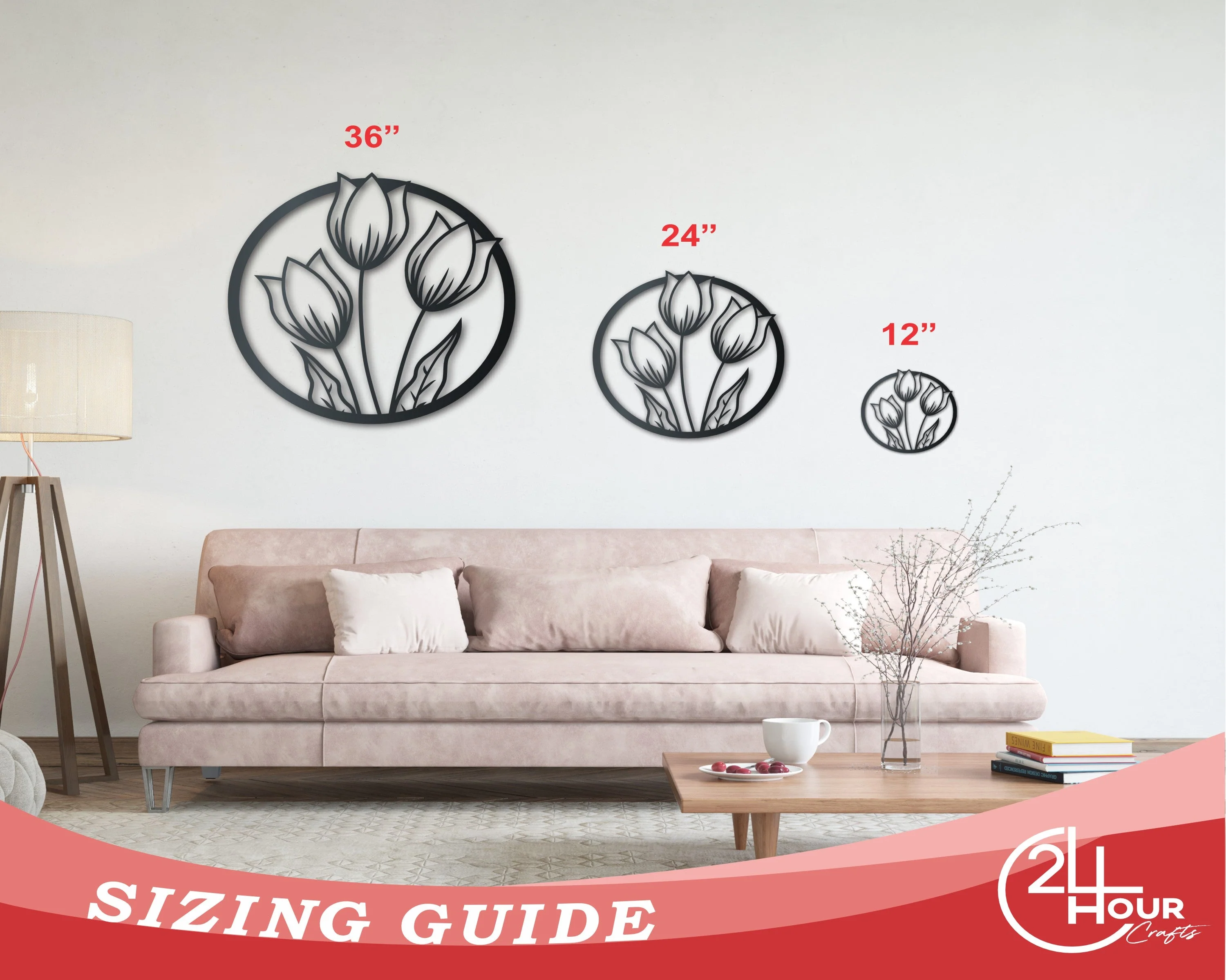 Metal Spring Tulips Wall Art - 14 Color Options - Image 3
