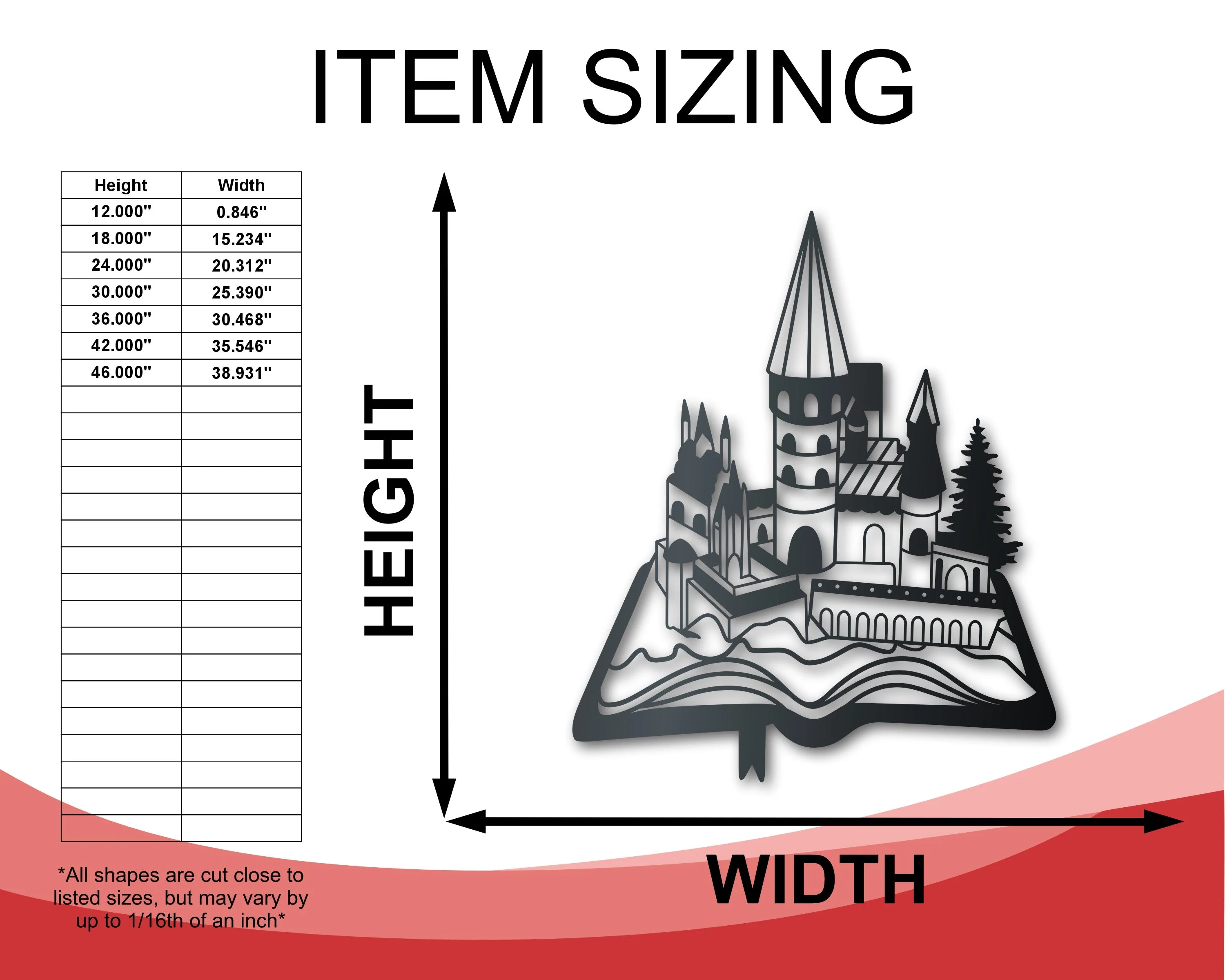Metal Storybook Castle Wall Art | Indoor Outdoor | Up to 36" | Over 20 Color Options - Image 2