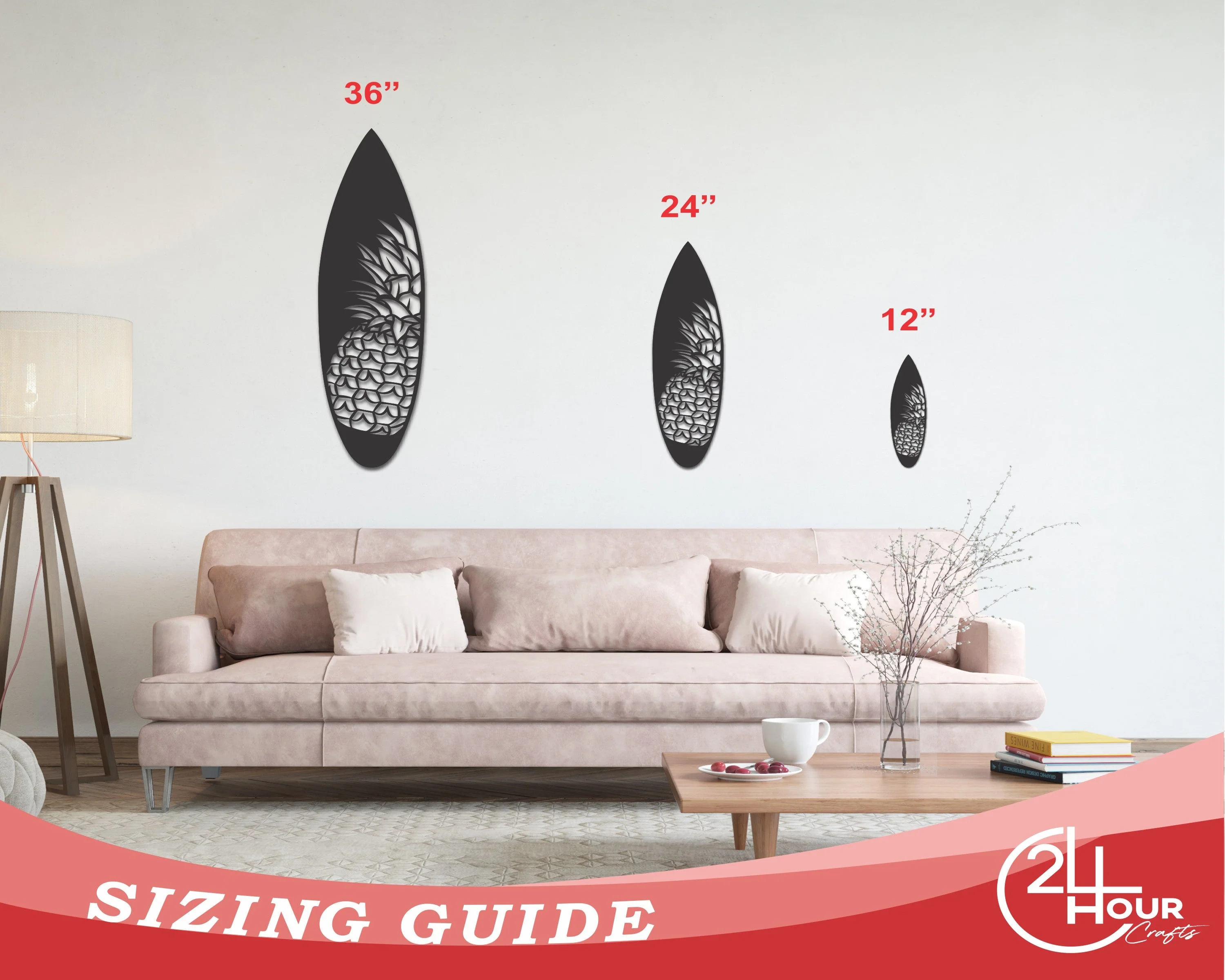 Metal Surfboard Wall Decor | Tropical Surfboard Wall Art | 15 Color Options - Image 2