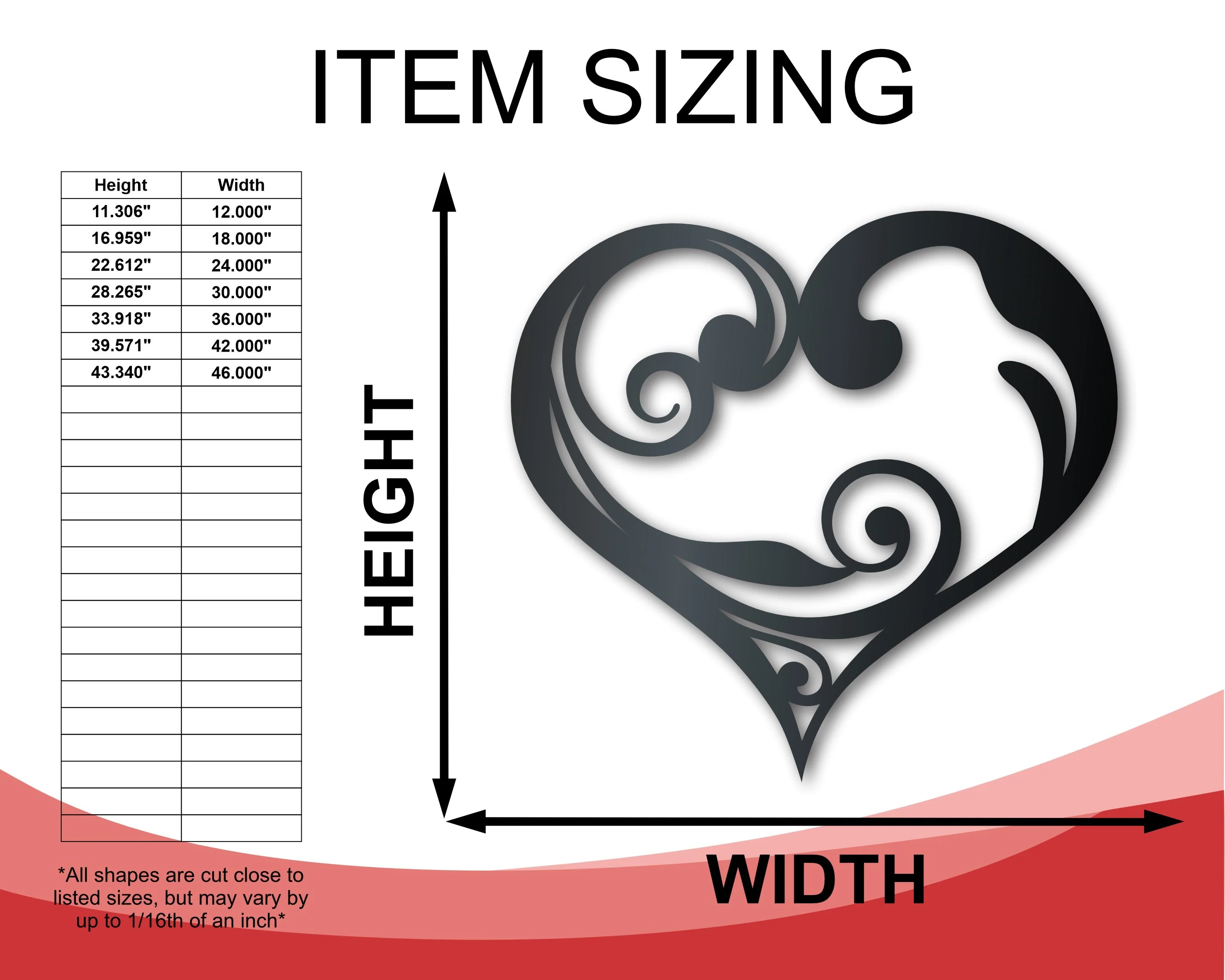 Metal Swirly Heart Wall Art - Metal Sign - 14 Color Options - Image 2