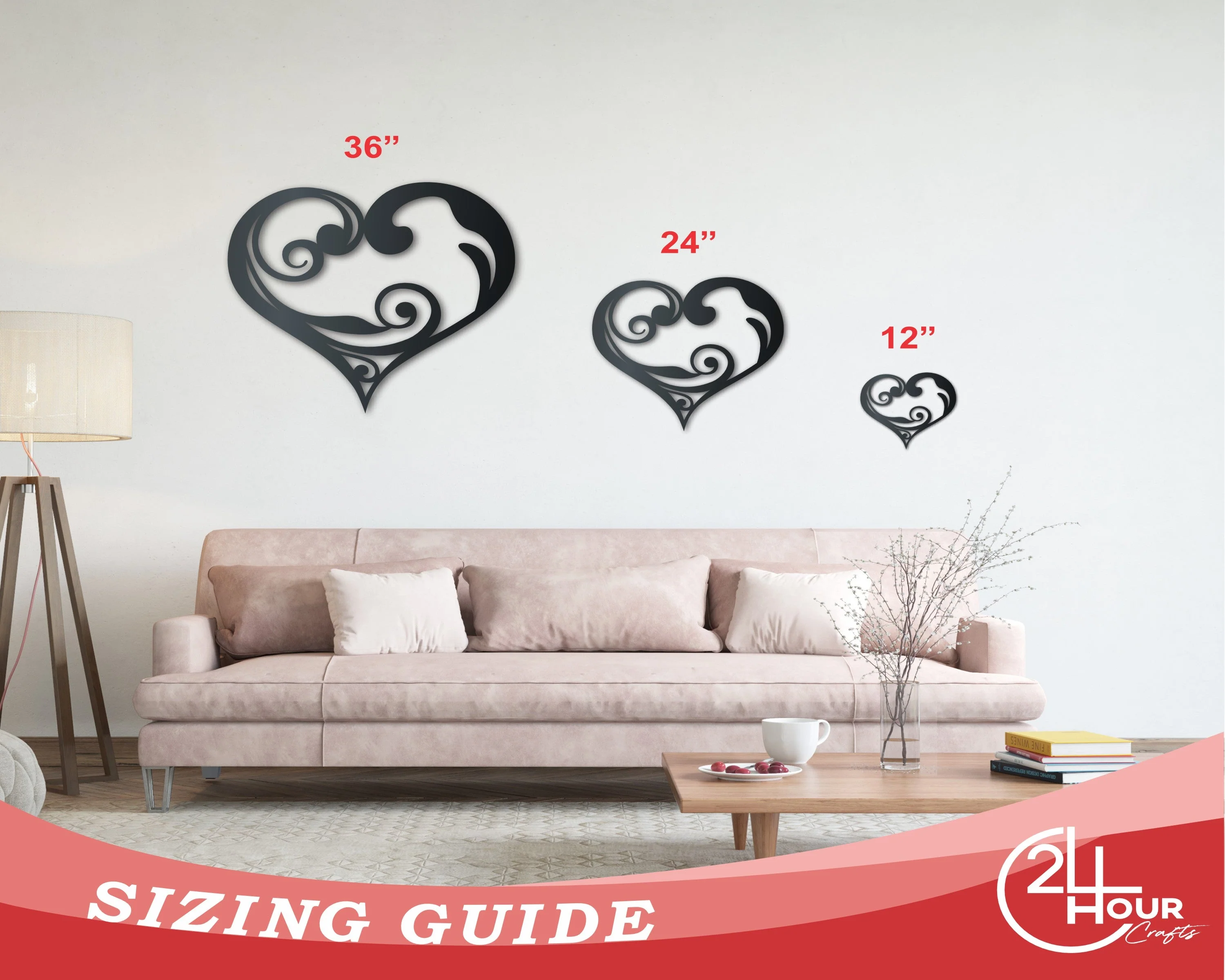 Metal Swirly Heart Wall Art - Metal Sign - 14 Color Options - Image 3