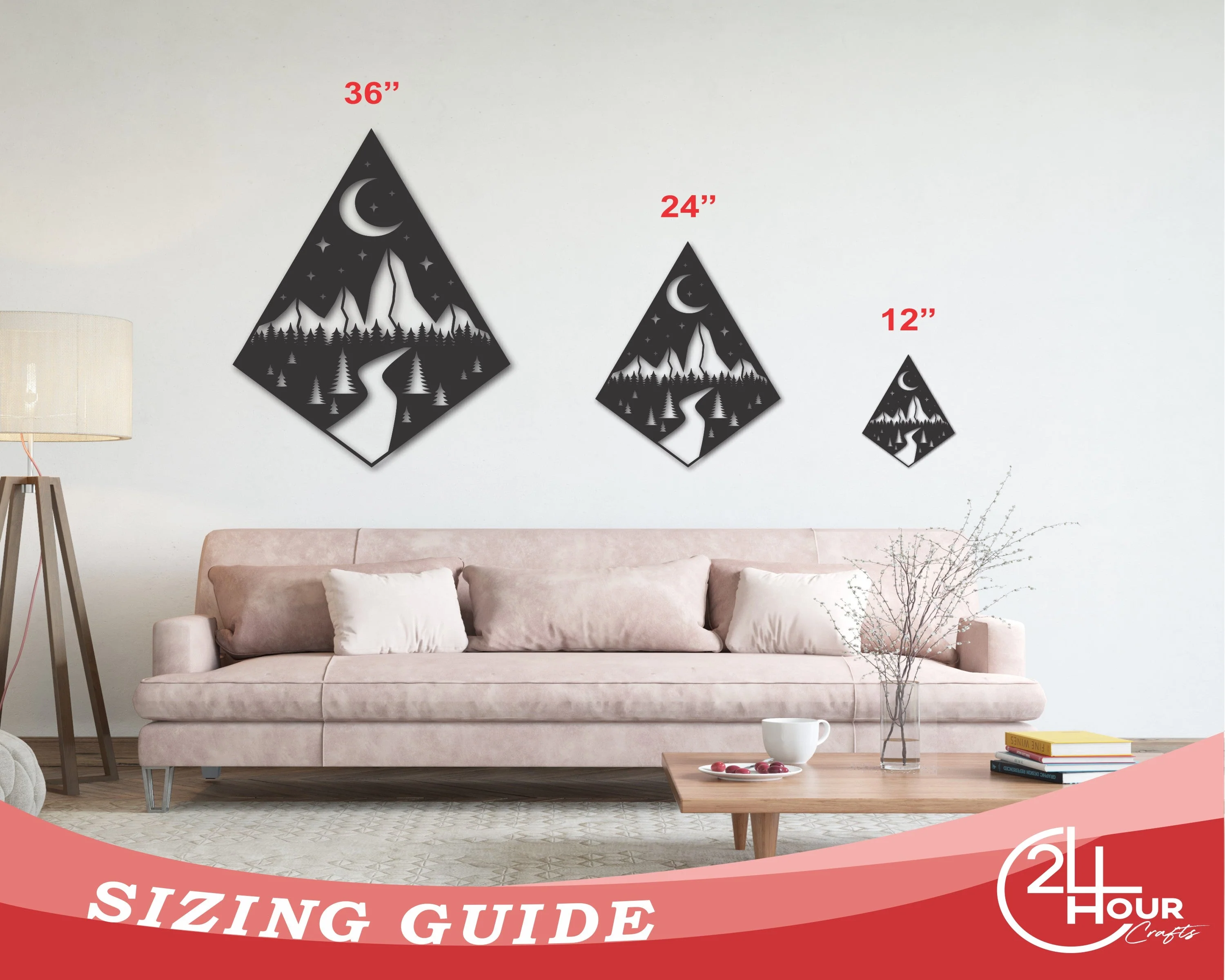 Metal Teardrop Diamond Mountain Forest Path Wall Art - Image 2