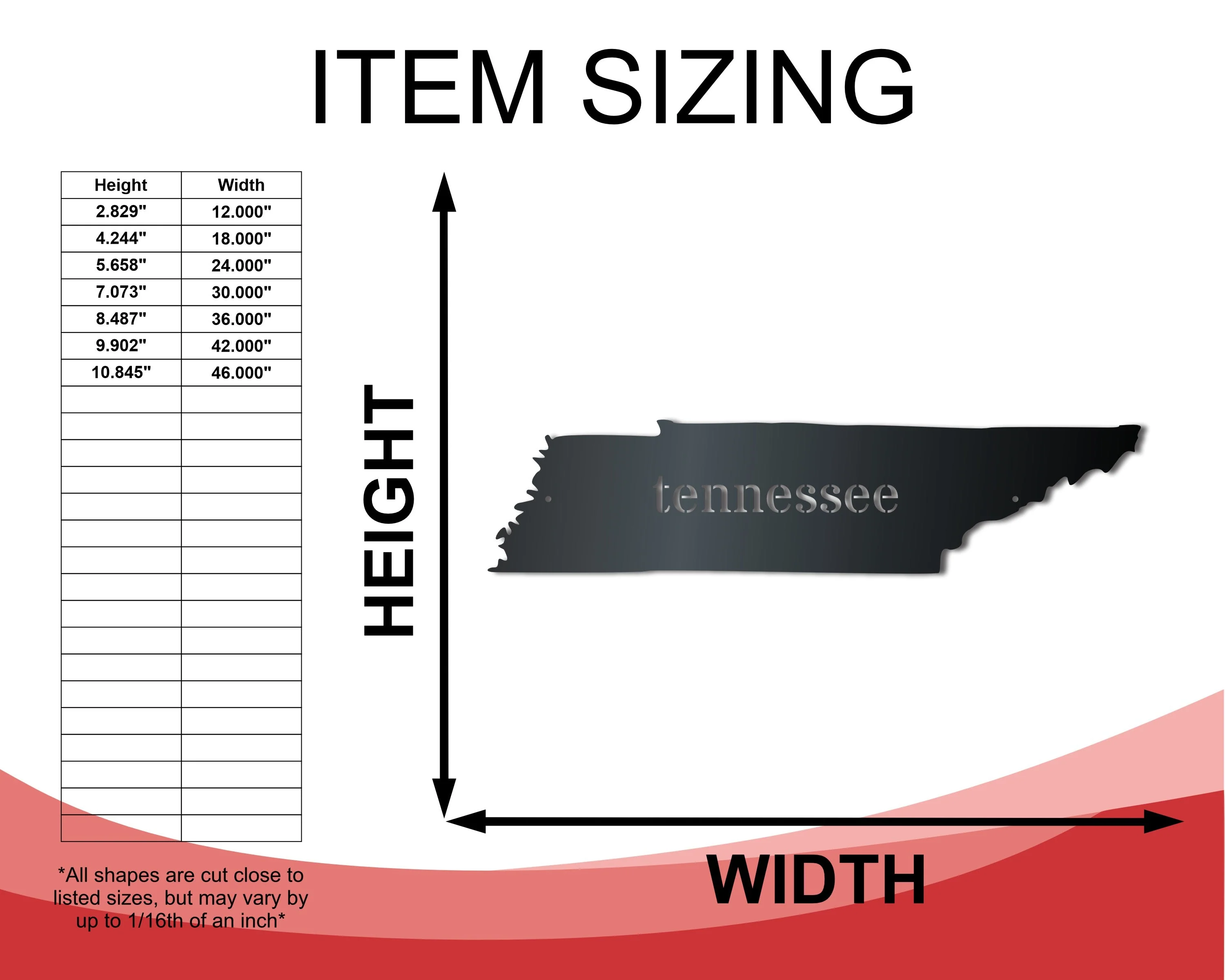 Metal Tennessee Wall Art - Custom Metal US State Sign - 14 Color Options - Image 2