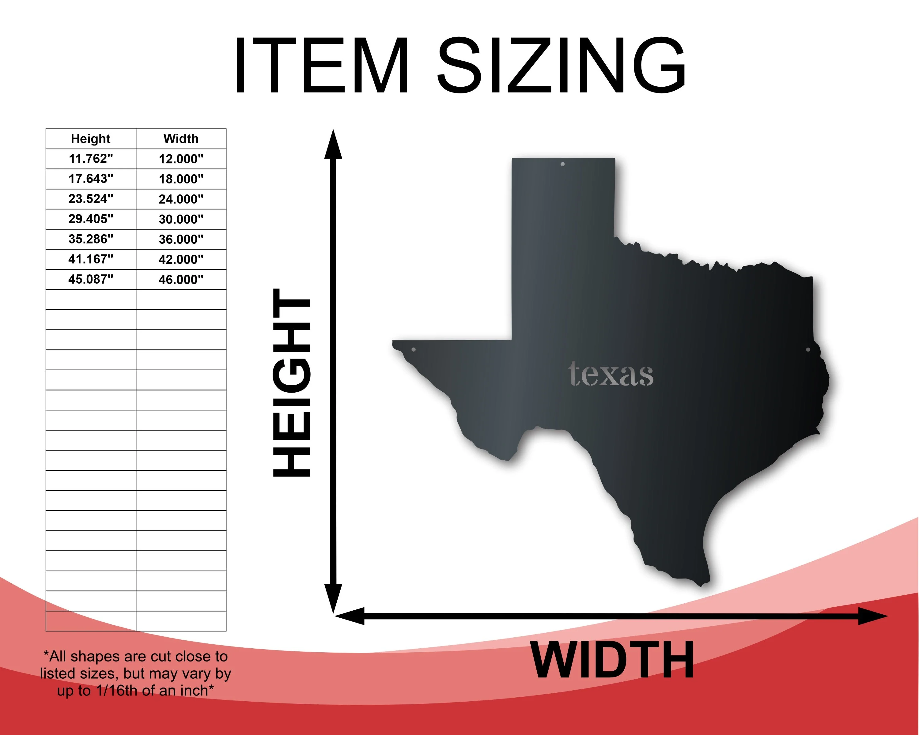 Metal Texas Wall Art - Custom Metal US State Sign - 14 Color Options - Image 2