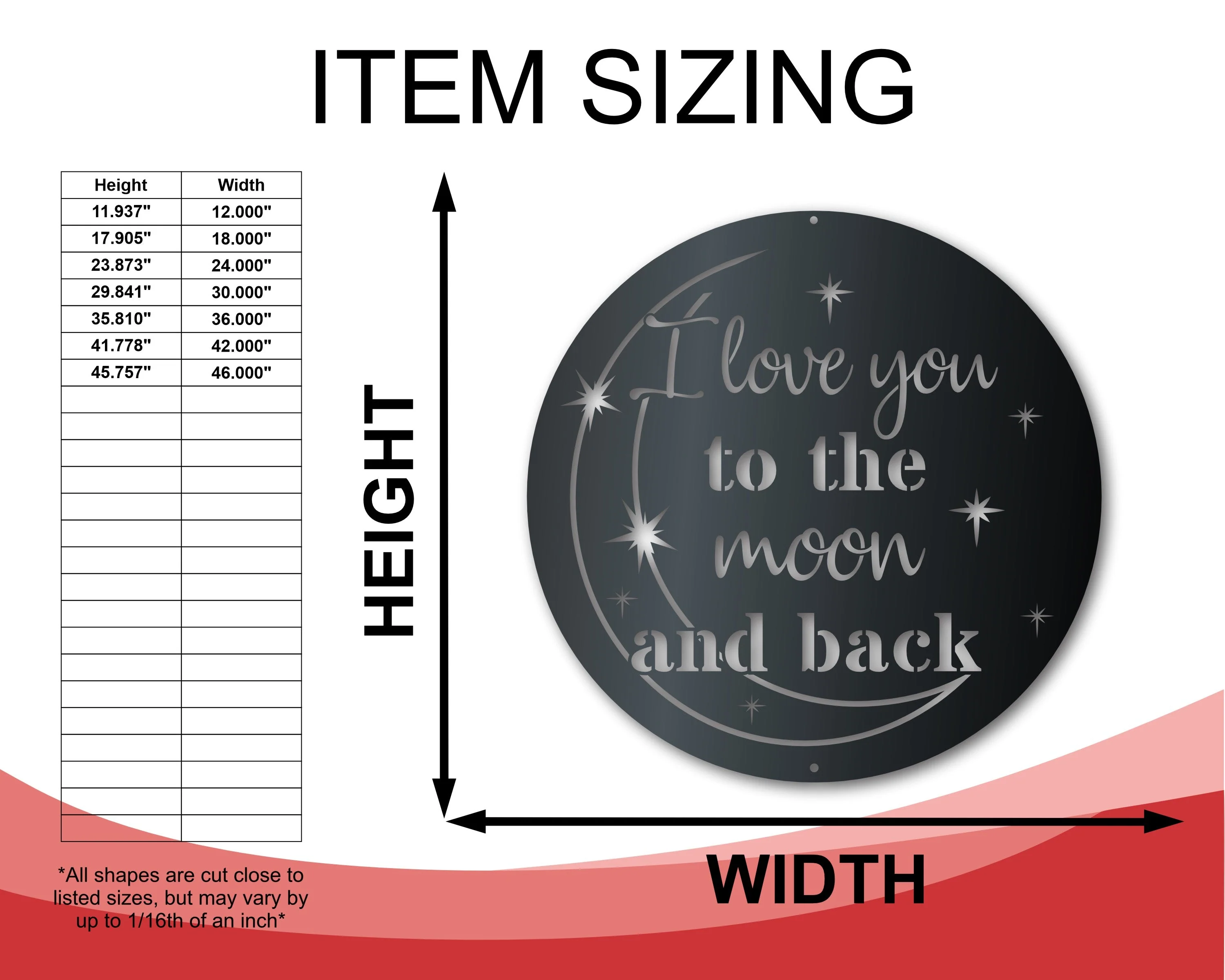 Metal To the Moon and Back Wall Art - Metal Sign - 14 Color Options - Image 2
