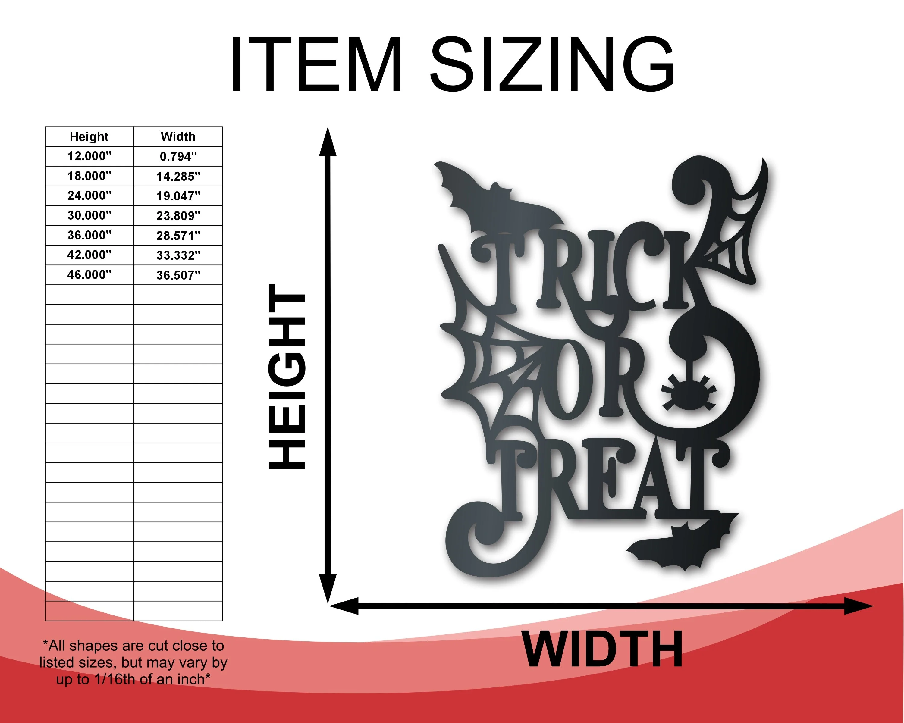 Metal Trick or Treat Wall Art | Halloween | Indoor Outdoor | Up to 36" | Over 20 Color Options - Image 2