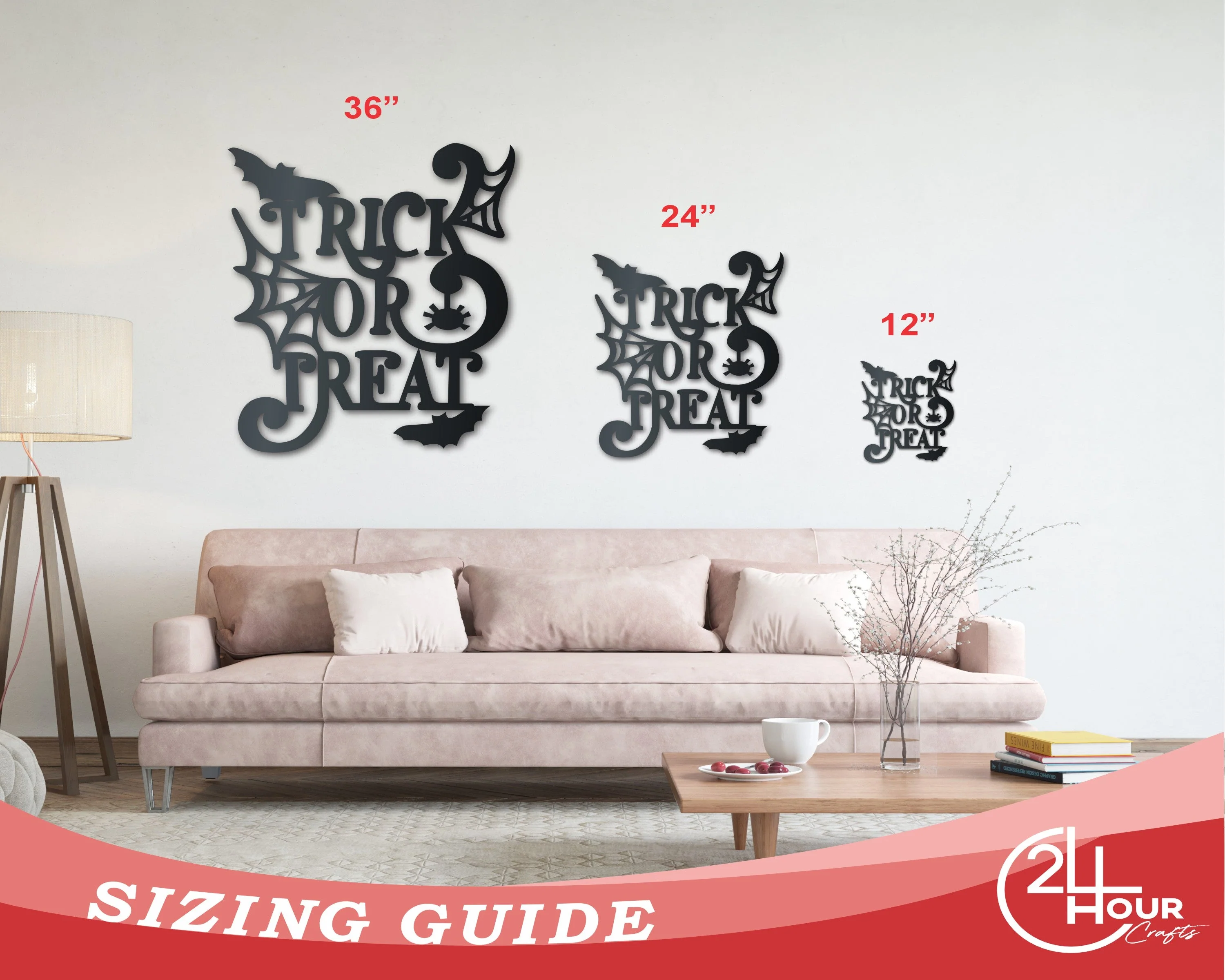 Metal Trick or Treat Wall Art | Halloween | Indoor Outdoor | Up to 36" | Over 20 Color Options - Image 3