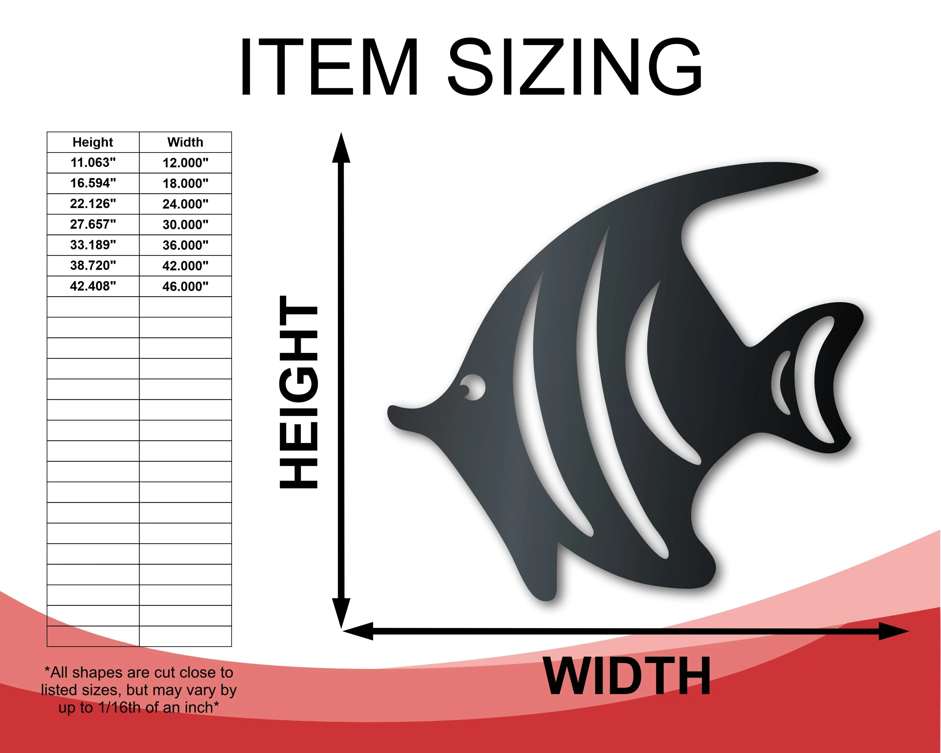 Metal Tropical Fish Sign | Indoor Outdoor | Up to 46" | Over 20 Color Options - Image 2