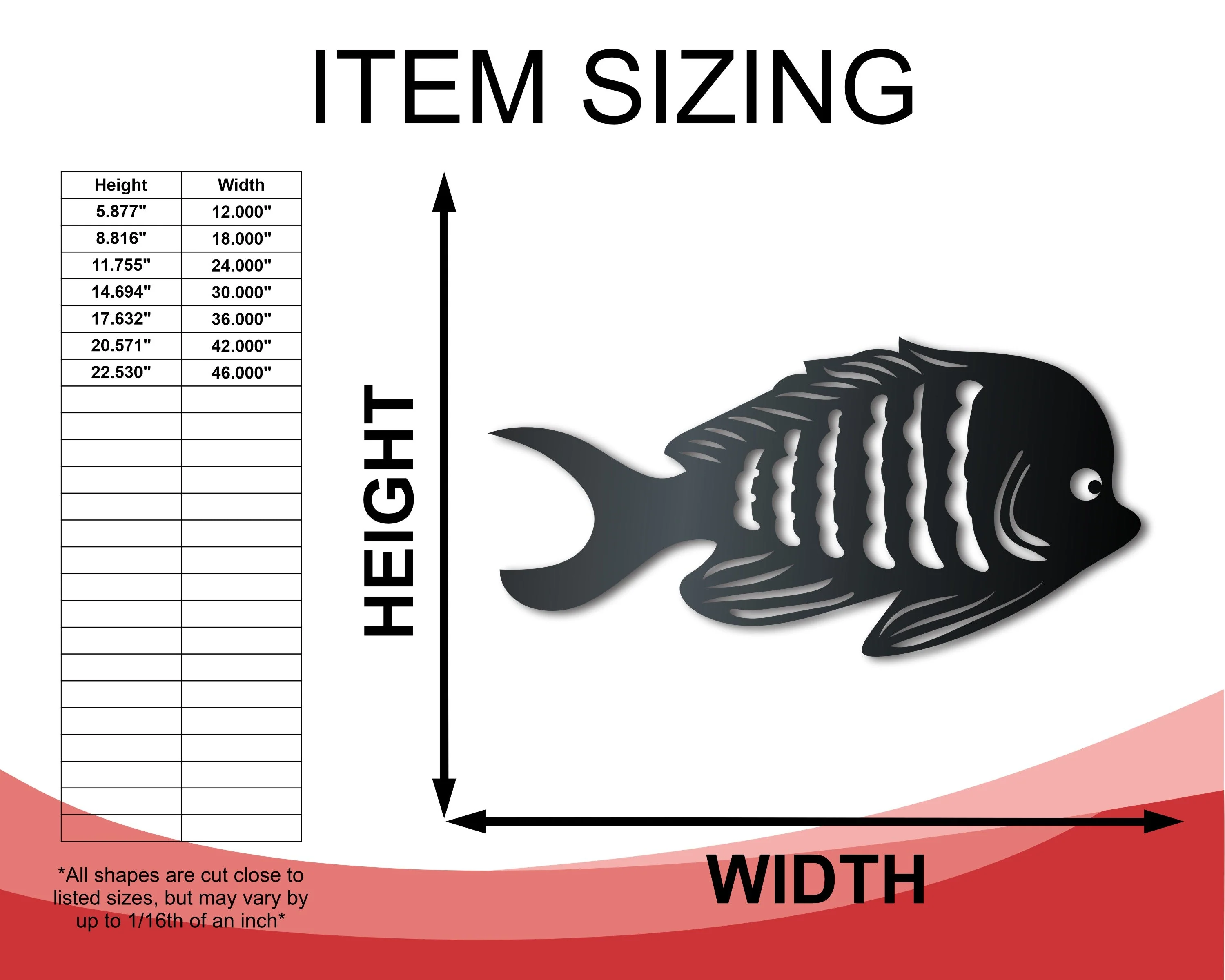 Metal Tropical Fish Sign | Indoor Outdoor | Up to 46" | Over 20 Color Options - Image 2