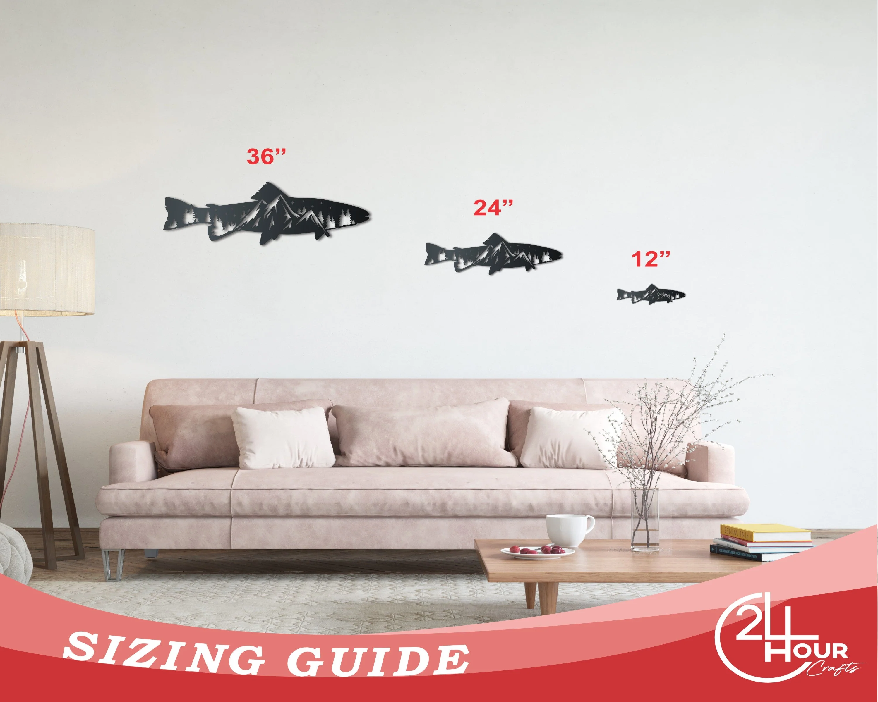 Metal Trout Mountain Wall Art - Metal Mountain Landscape - 14 Color Options - Image 3