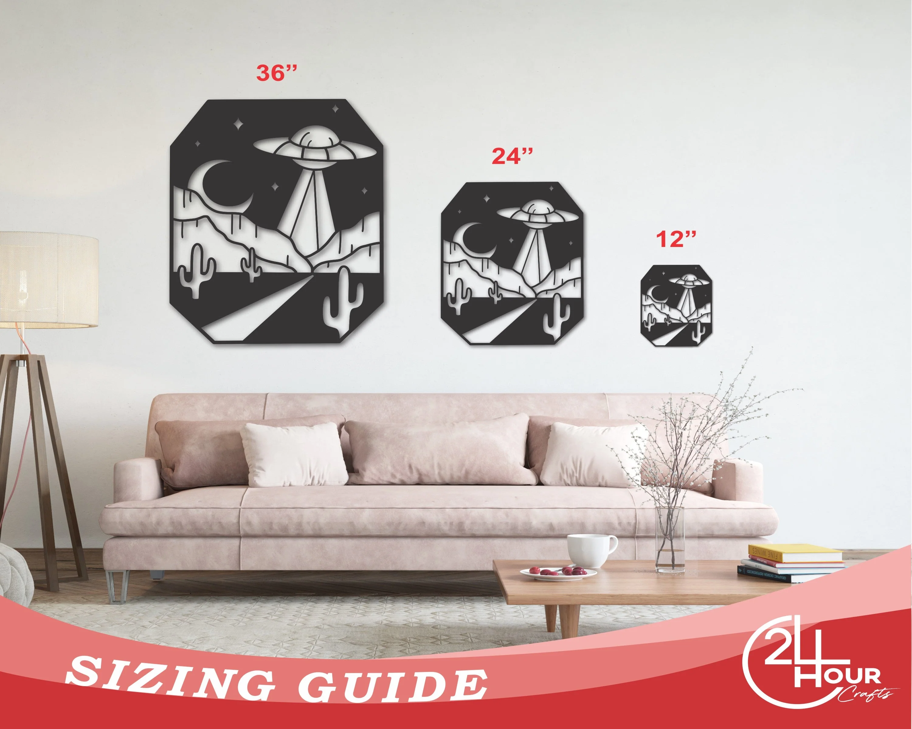 Metal UFO Over Desert Wall Art - Image 2