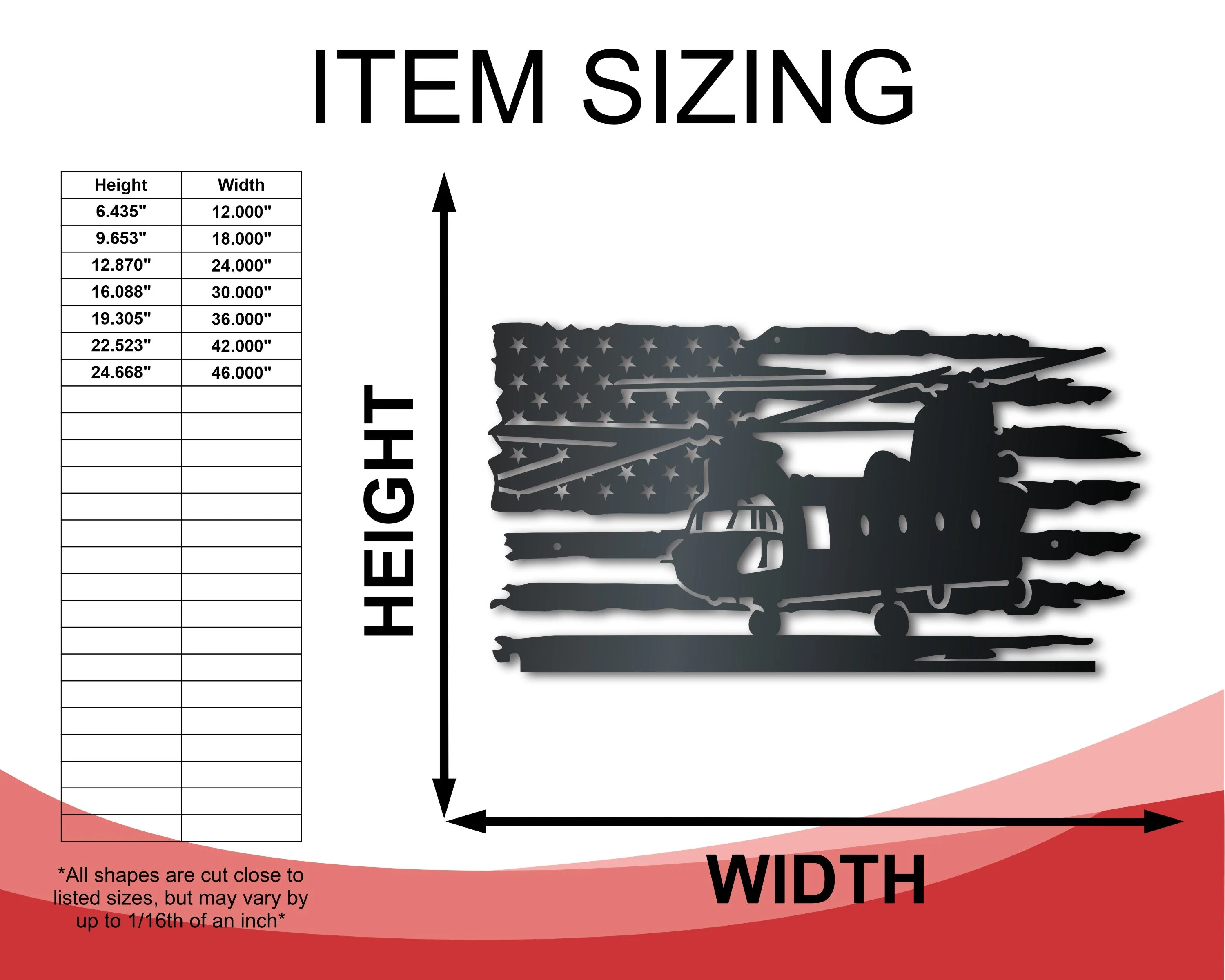 Metal USA Army Helicopter Wall Art | Patriotic Military Veteran | Indoor Outdoor | Up to 36" | Over 20 Color Options - Image 2