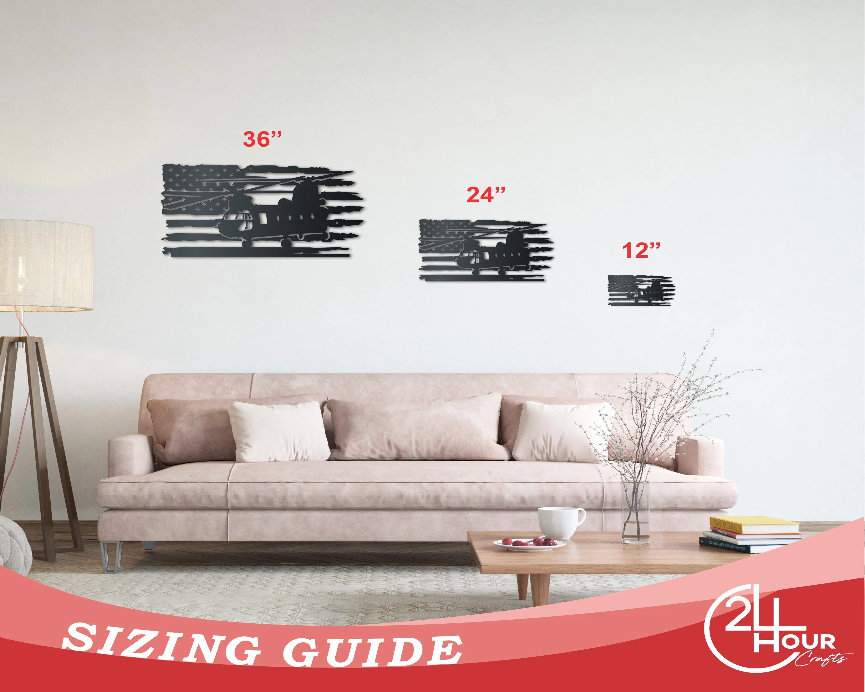 Metal USA Army Helicopter Wall Art | Patriotic Military Veteran | Indoor Outdoor | Up to 36" | Over 20 Color Options - Image 3