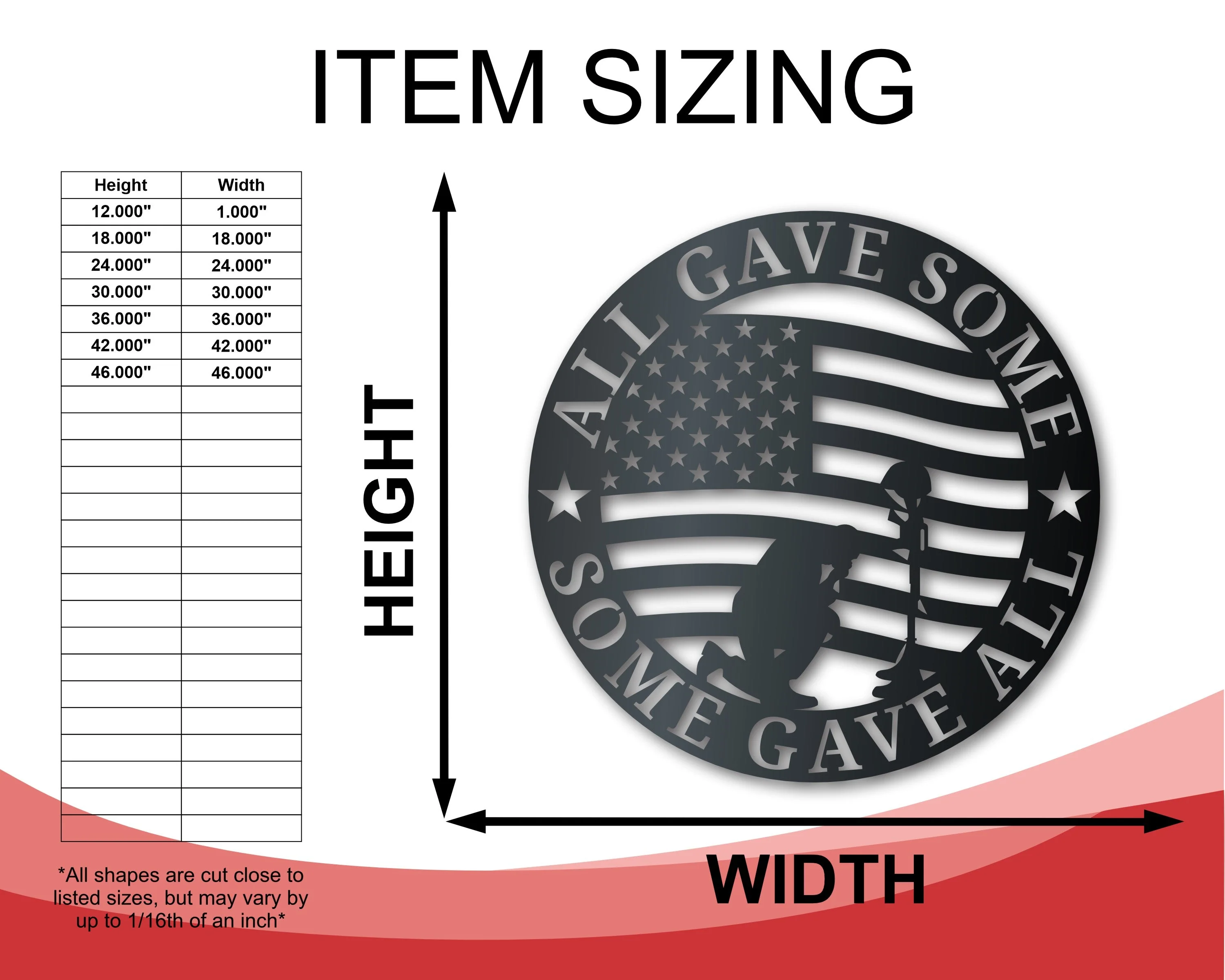Metal USA Veteran Sacrifice Wall Art | Patriotic Veteran | Memorial Day | Indoor Outdoor | Up to 36" | Over 20 Color Options - Image 2