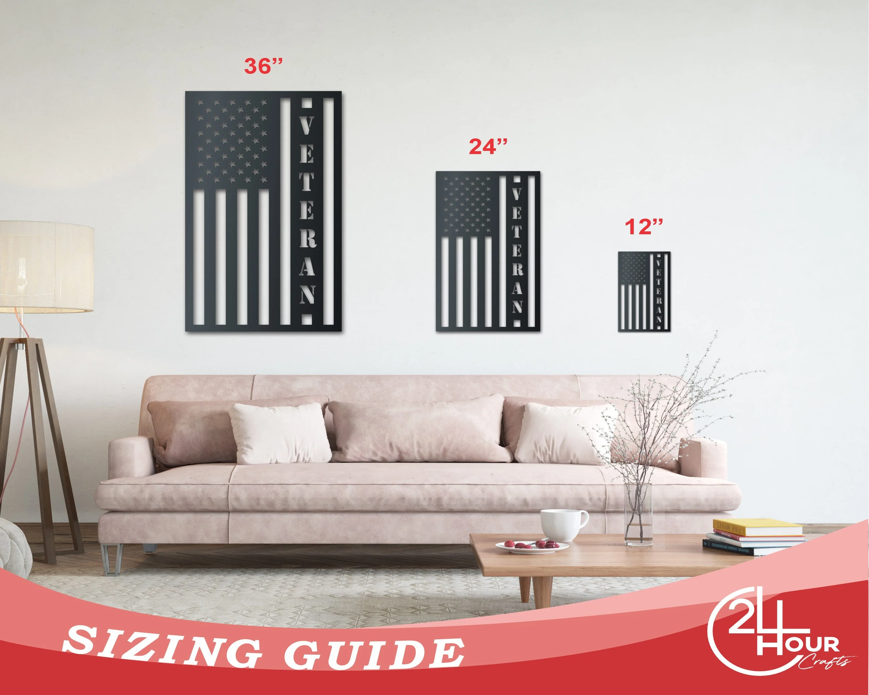 Metal Veteran USA Flag Wall Art | Veterans Patriotic | Indoor Outdoor | Up to 36" | Over 20 Color Options - Image 3