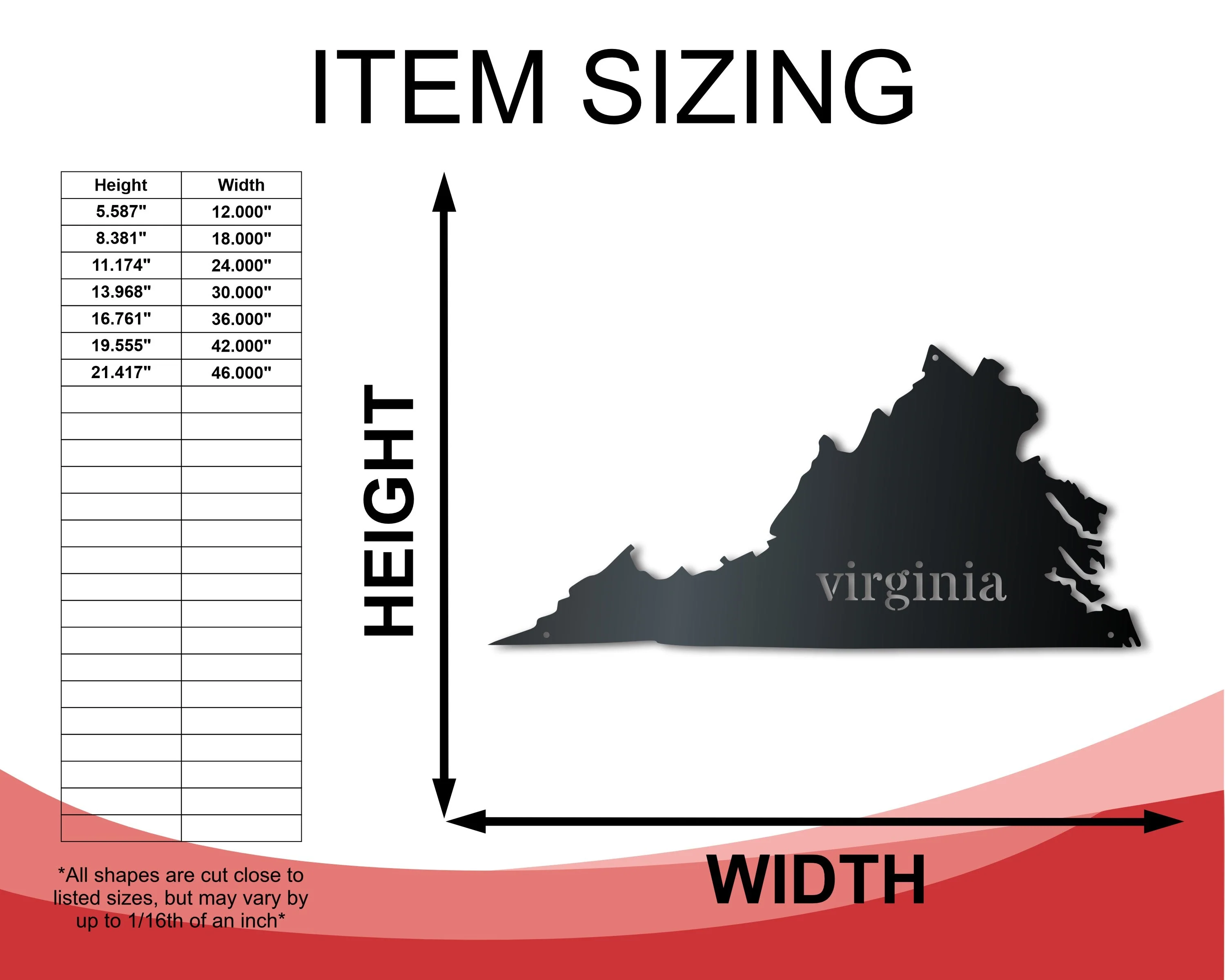 Metal Virginia Wall Art - Custom Metal US State Sign - 14 Color Options - Image 2