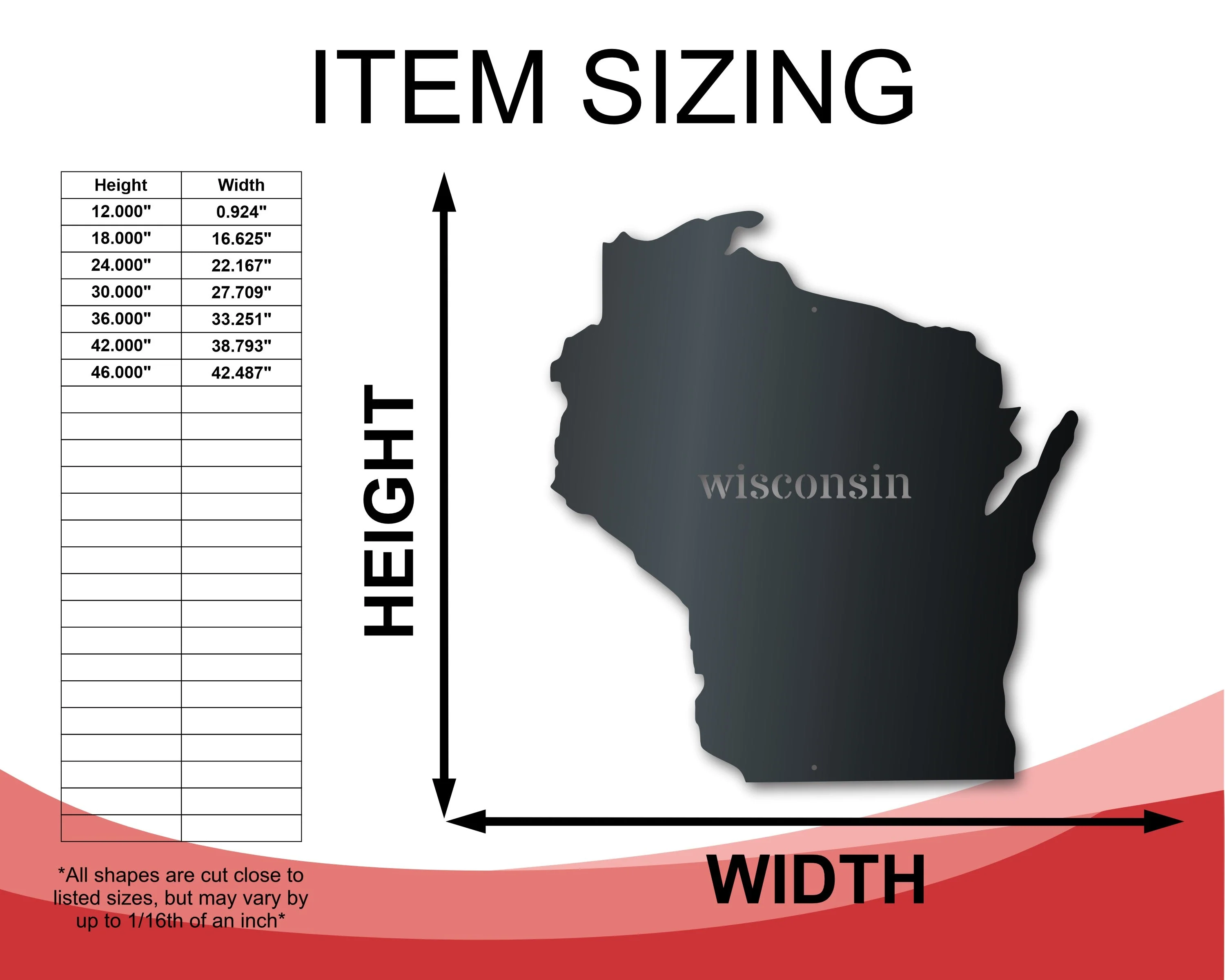 Metal Wisconsin Wall Art - Custom Metal US State Sign - 14 Color Options - Image 2