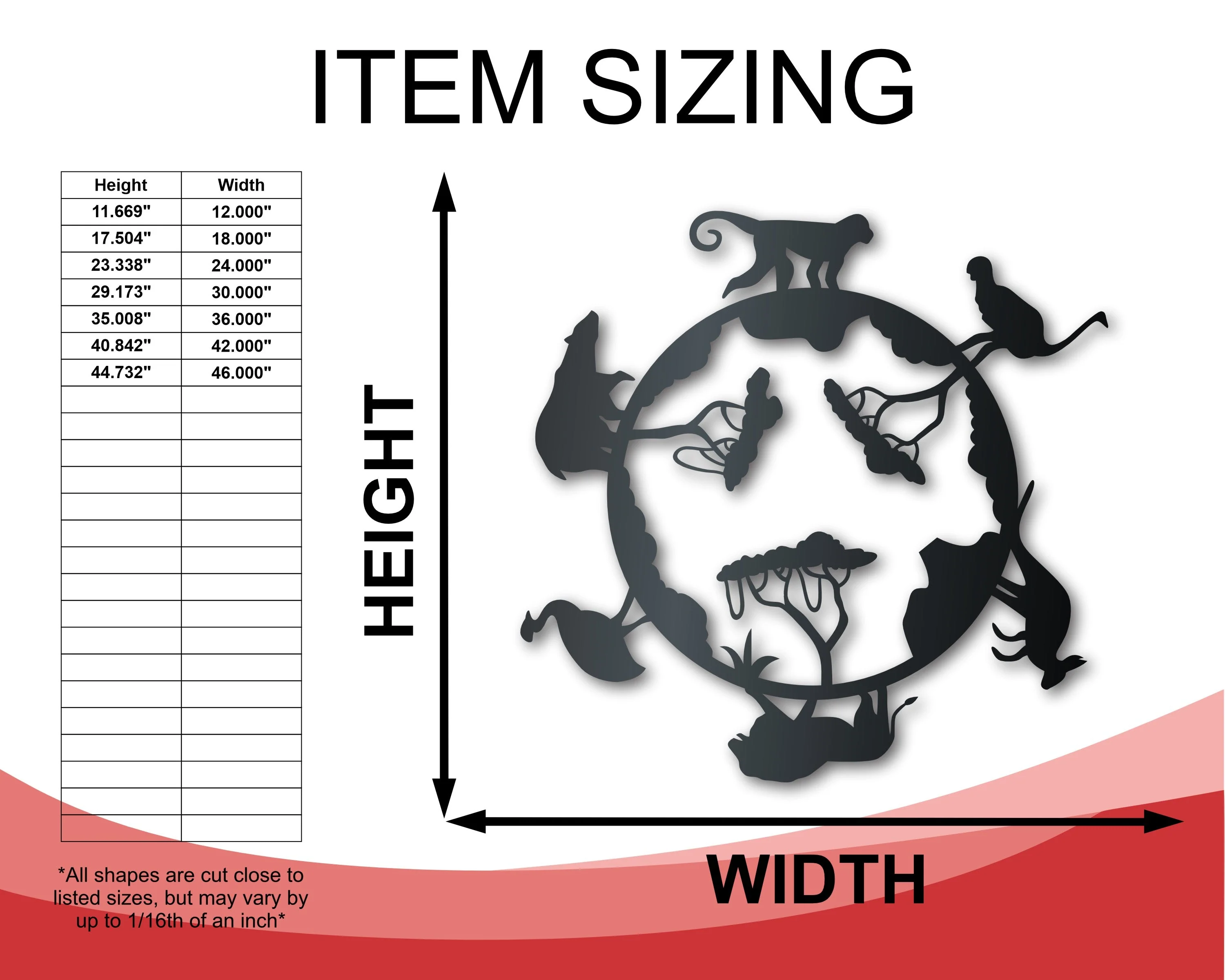 Metal World Safari Sign | Metal Zoo Animals Wall Art | Indoor Outdoor | Up to 46" | Over 20 Color Options - Image 2
