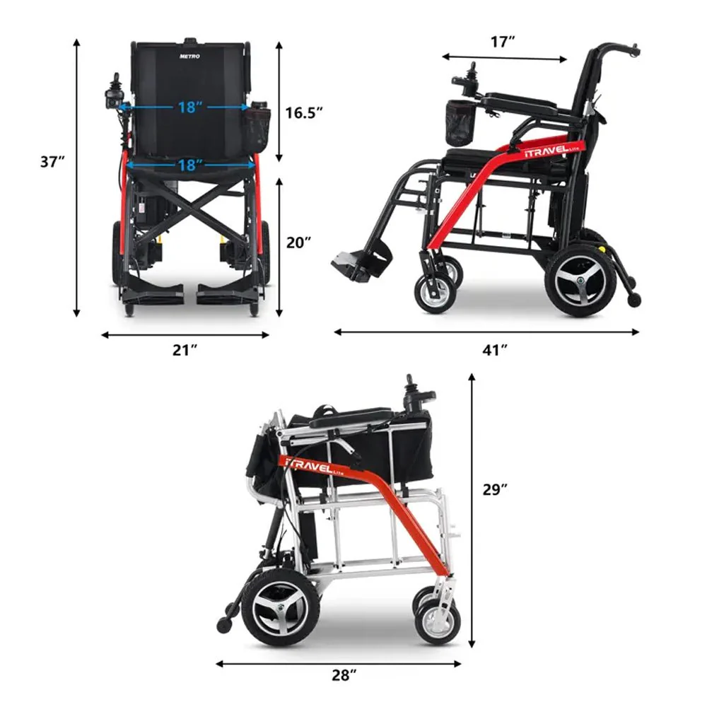 Metro Mobility iTravel Lite 24V/10AH 200W Premium Portable Folding Power Wheelchair, 220LBS (SAK97362) - Image 8