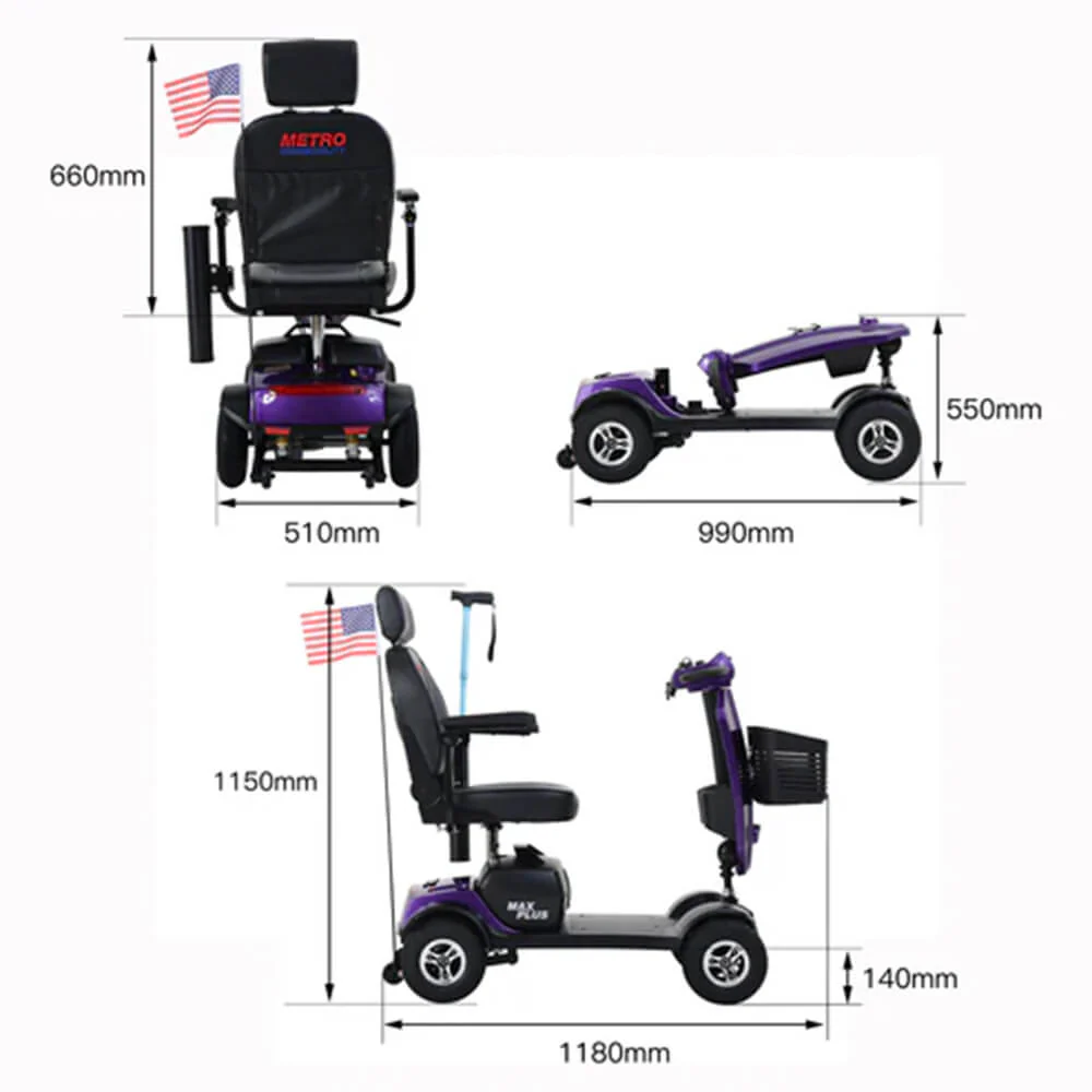 Metro Mobility Max Plus 24V/20AH Heavy Duty Electric Drive Mobility Scooter, 300LBS (SAK93164) - Image 11