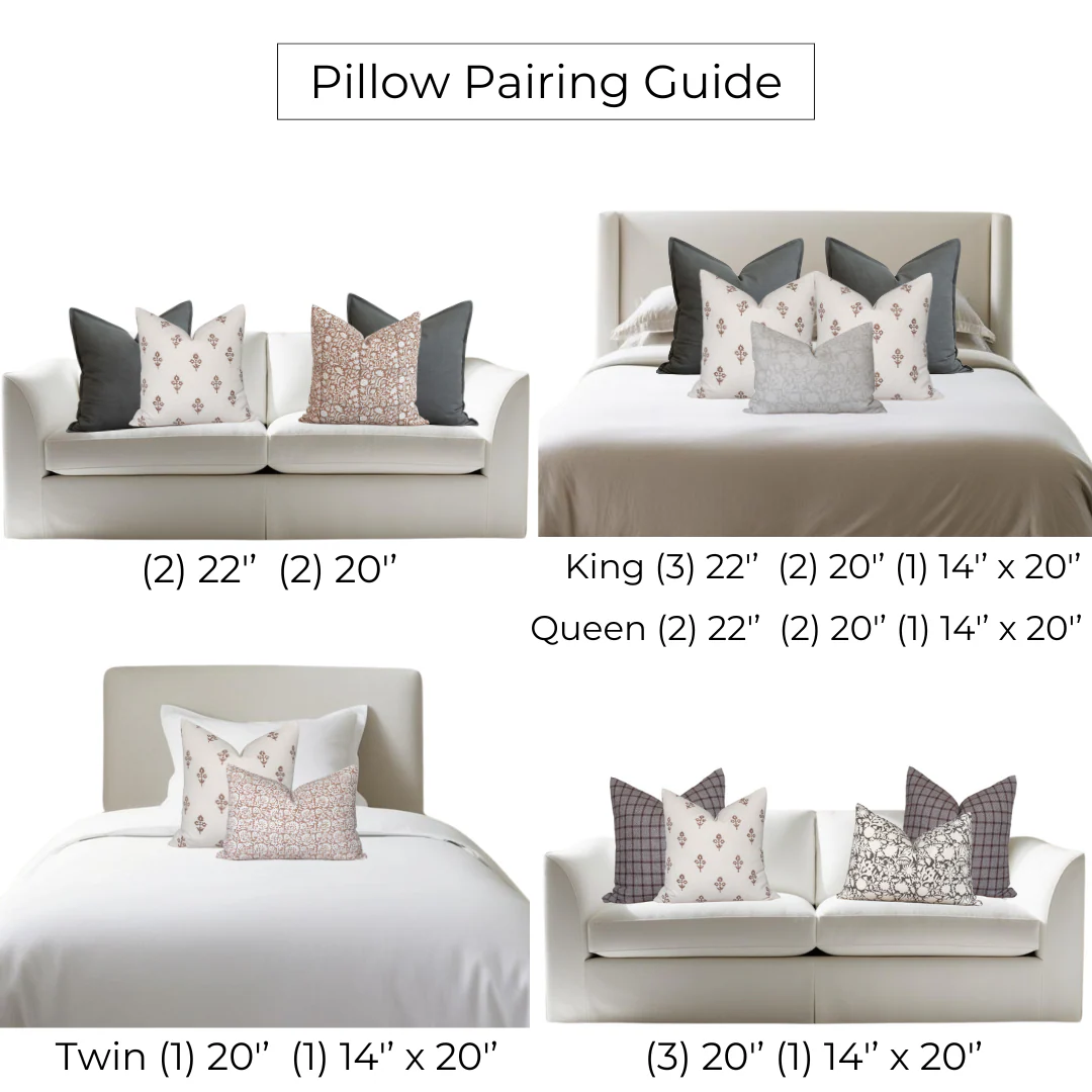 Mia Floral Block Printed Pillow Cover | Brown - Image 16