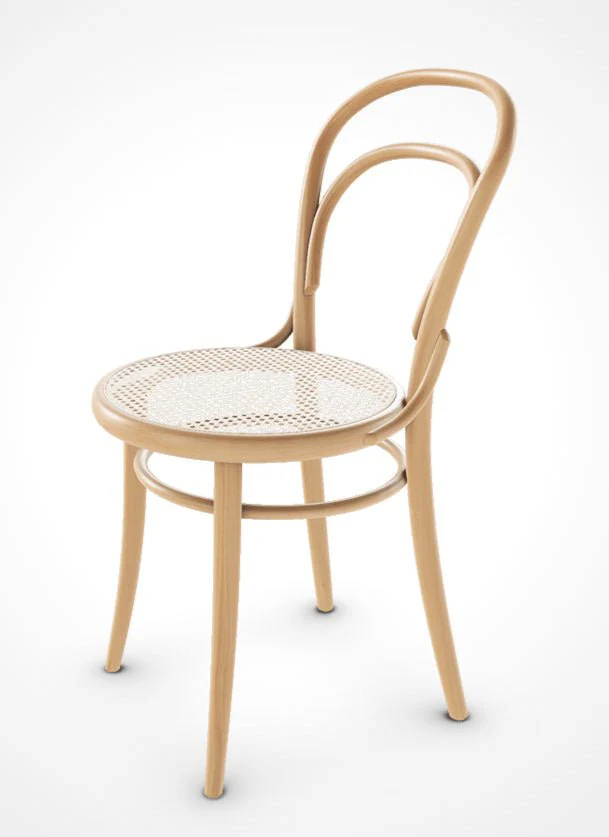 Michael Thonet No. 14 Bentwood Chair by Ton - Natural Beechwood / Cane Seat - Image 4