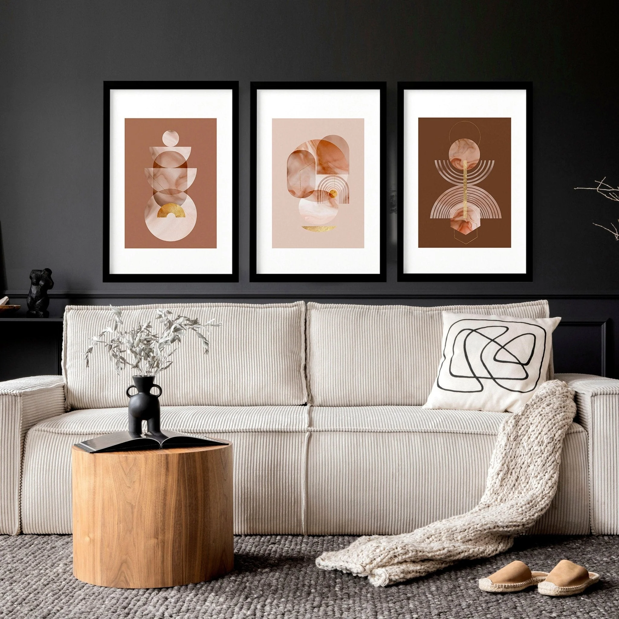 Mid century modern artwork | set of 3 framed wall art prints - Image 3