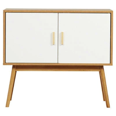 Mid-Century Modern Console Table Storage Cabinet with Solid Wood Legs - Image 4