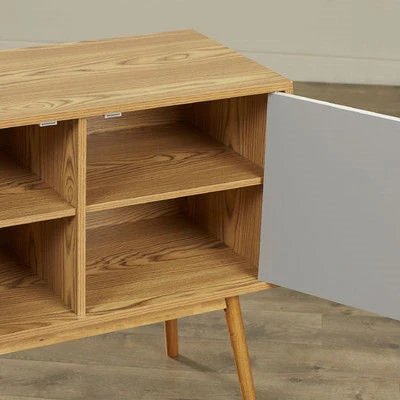 Mid-Century Modern Console Table Storage Cabinet with Solid Wood Legs - Image 5